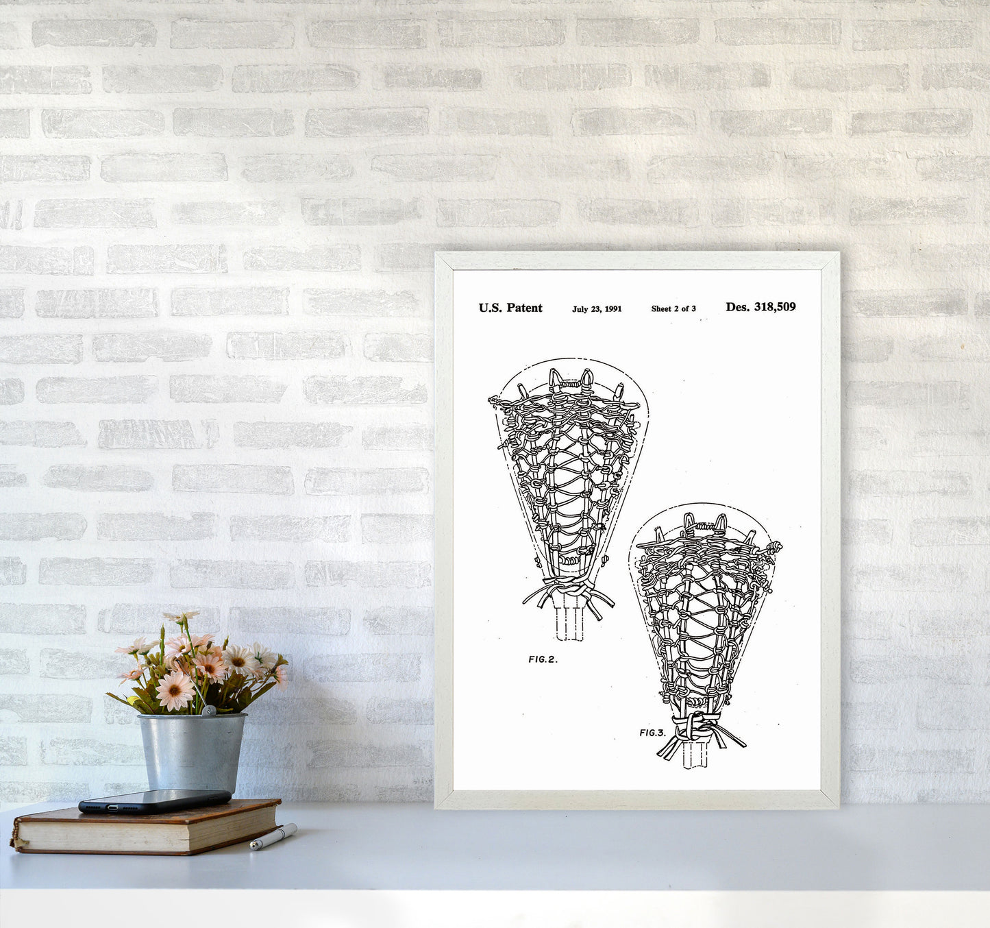 Lacross Stick Patent Art Print by Jason Stanley A2 Oak Frame