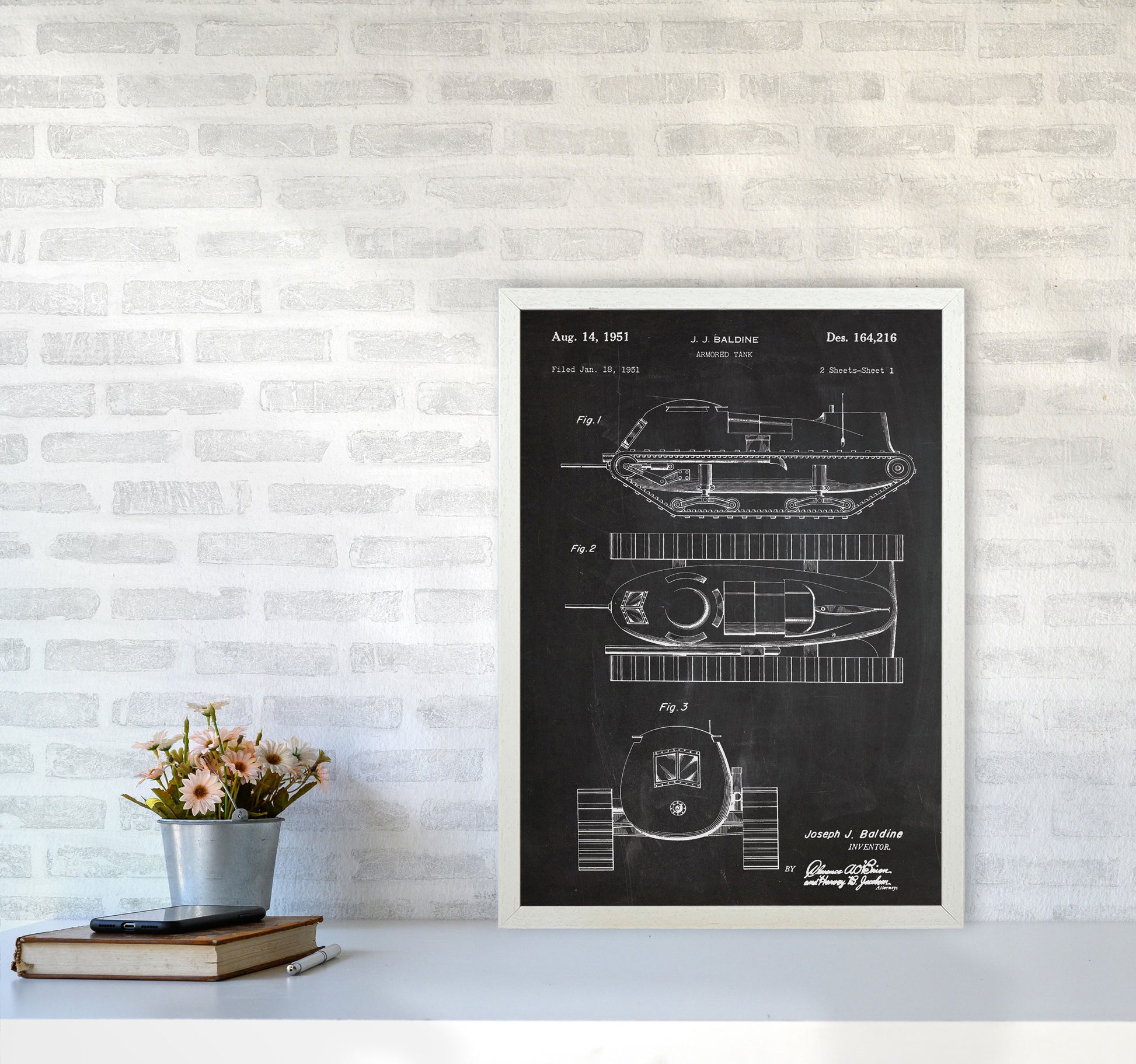 Armored Tank Patent Art Print by Jason Stanley A2 Oak Frame