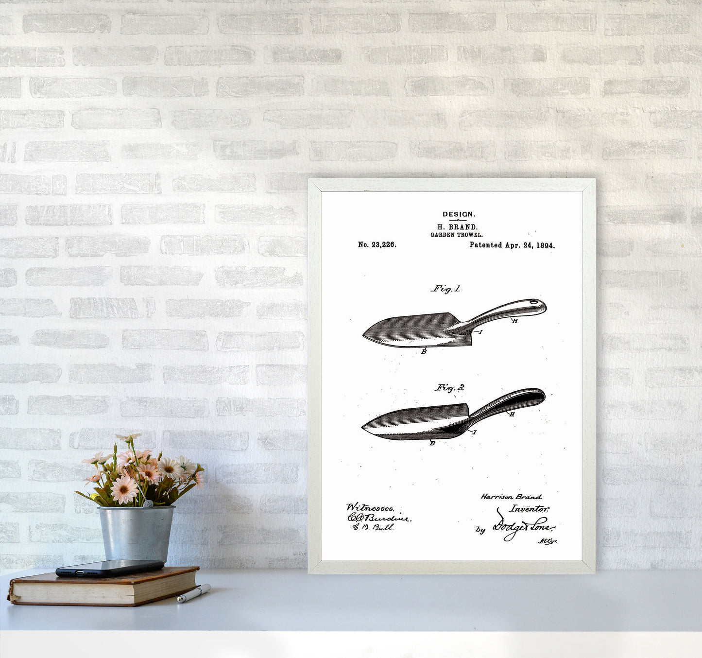 Garden Shovel Patent Art Print by Jason Stanley A2 Oak Frame