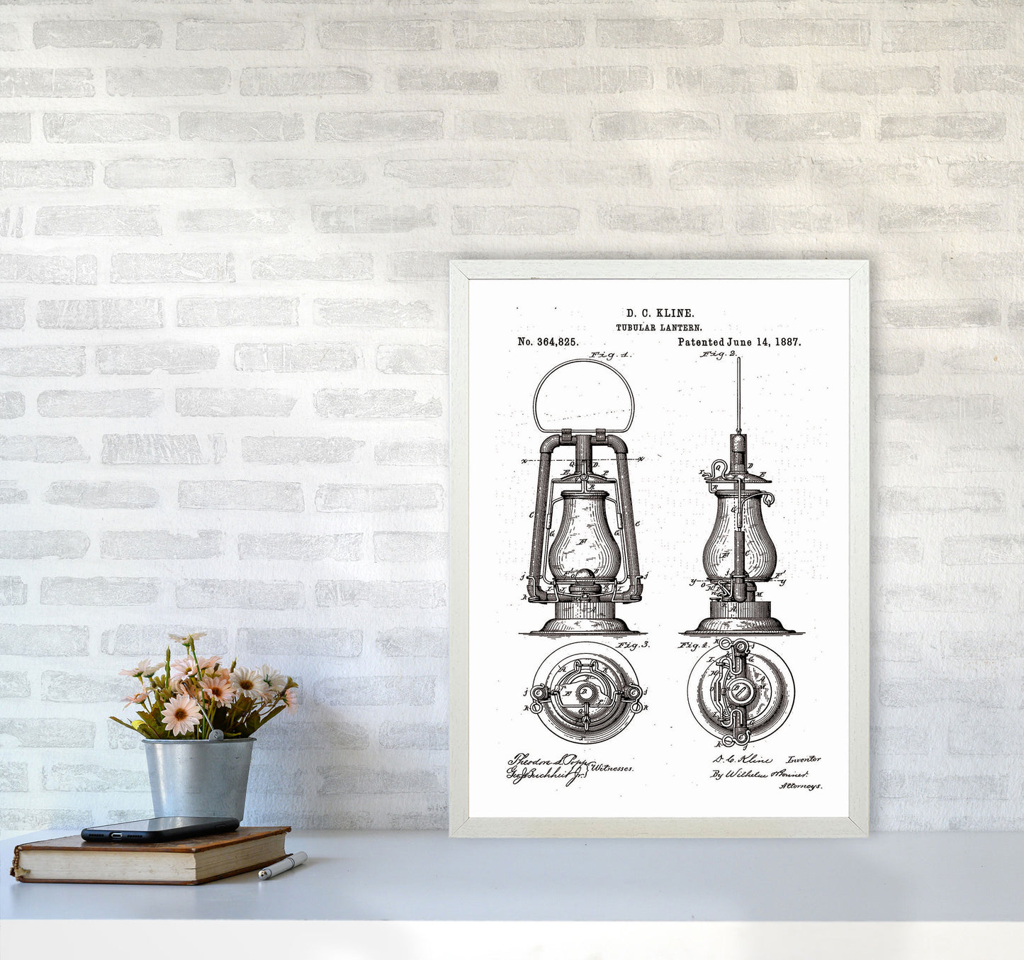 Vintage Lamp Patent Art Print by Jason Stanley A2 Oak Frame