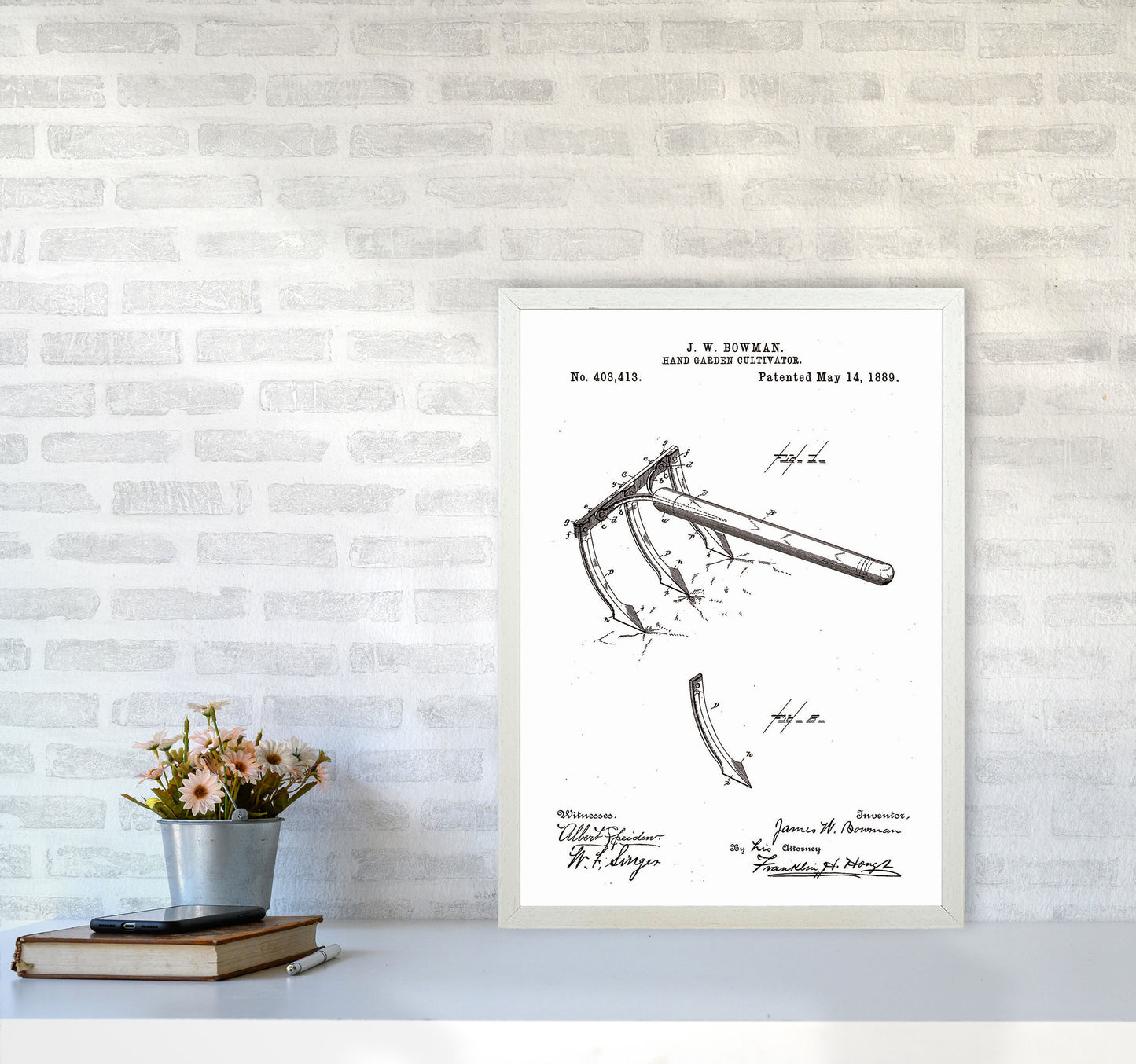 Garden Tool Patent Art Print by Jason Stanley A2 Oak Frame