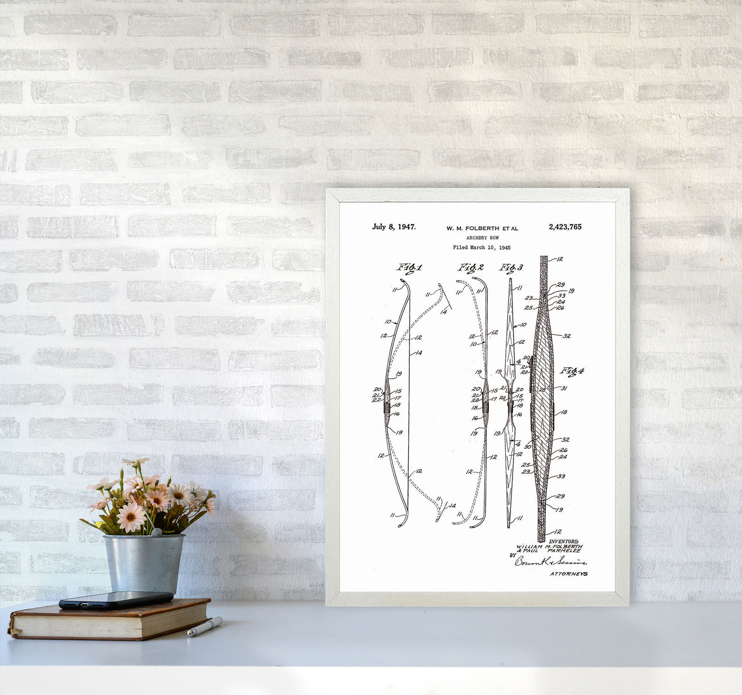 Archery Bow Patent Art Print by Jason Stanley A2 Oak Frame