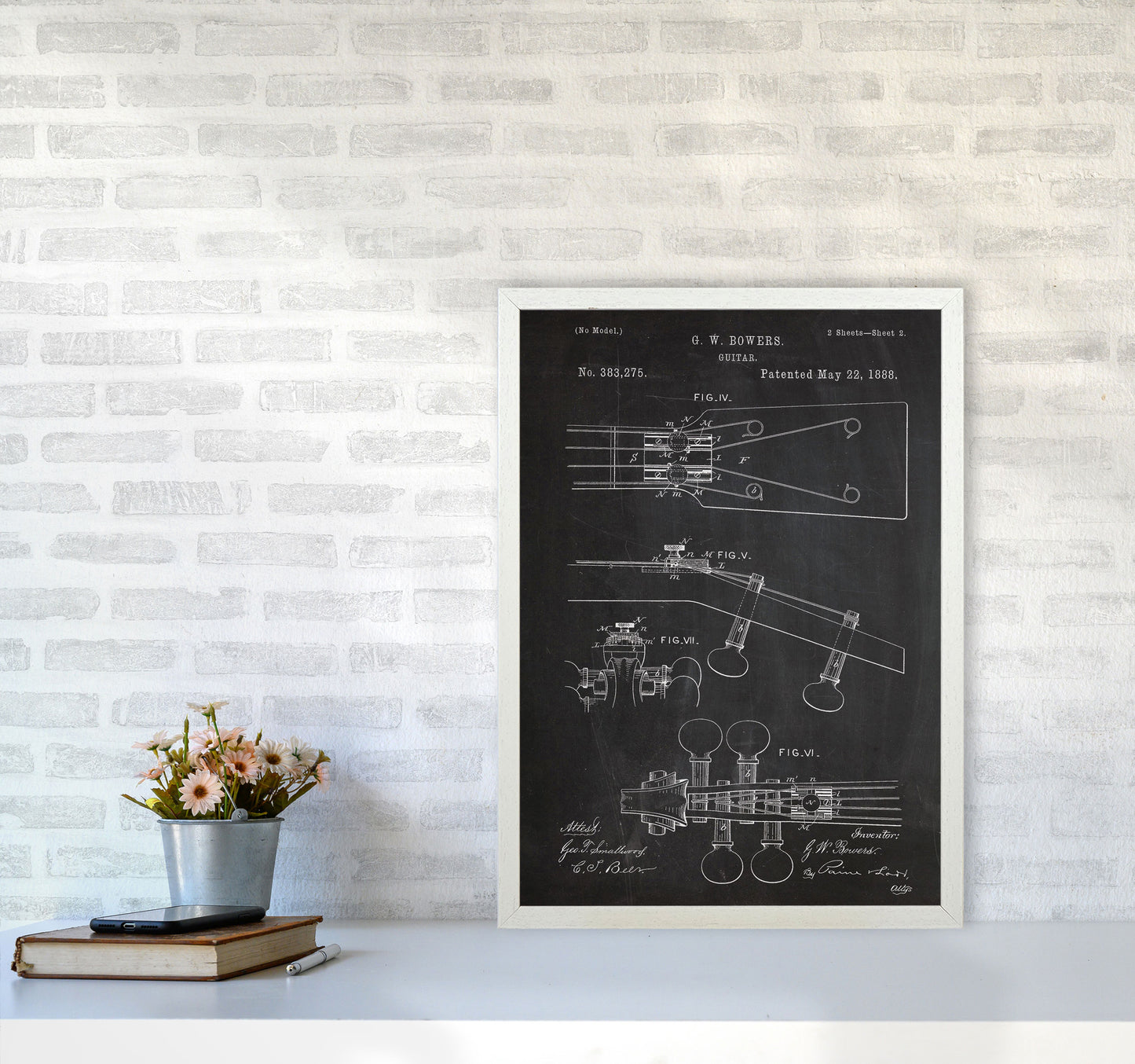 Guitar Neck Patent Art Print by Jason Stanley A2 Oak Frame