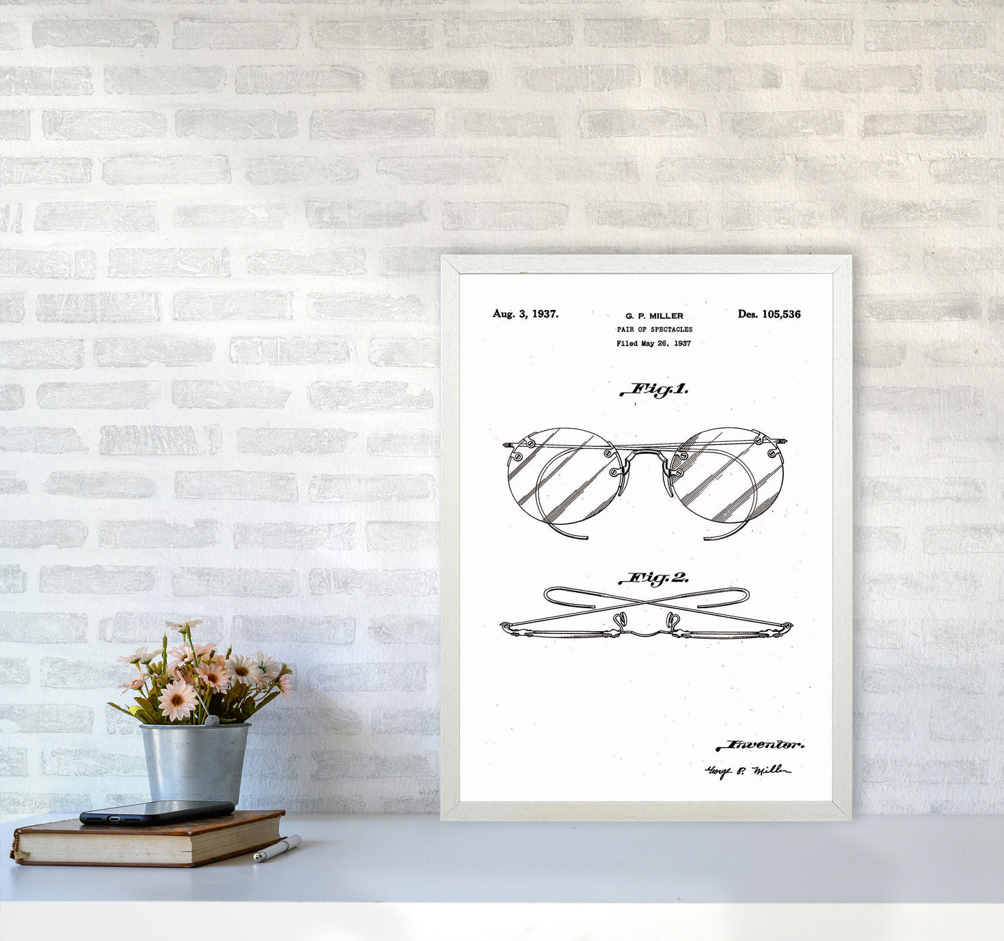 Spectacles Patent Art Print by Jason Stanley A2 Oak Frame