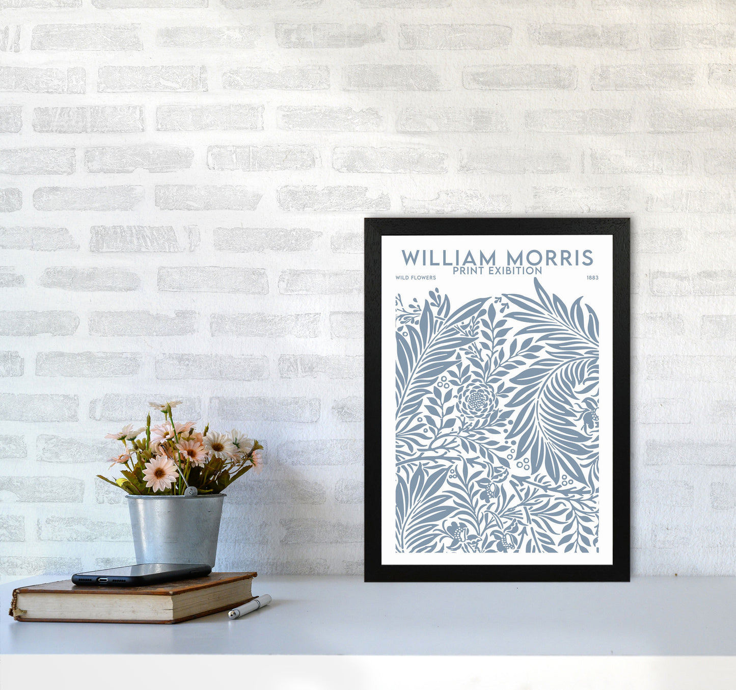 William Morris Print Exibition White Art Print by Jason Stanley A3 White Frame
