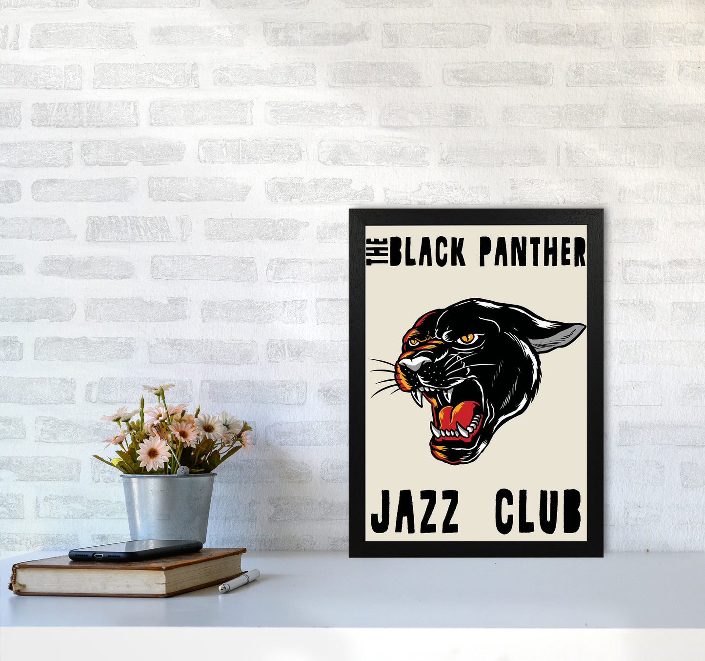Black Panther Jazz Club II Art Print by Jason Stanley A3 White Frame