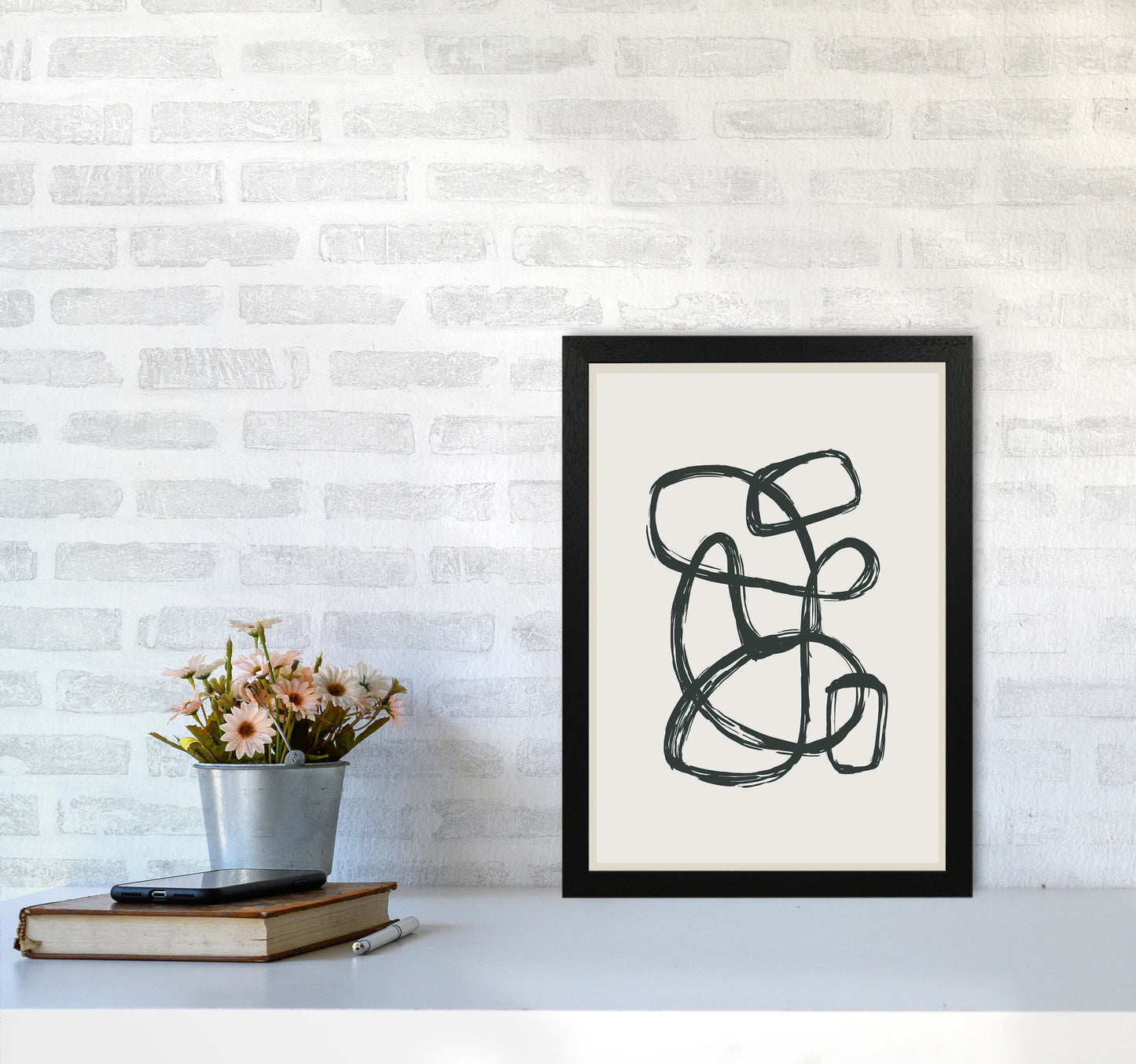 Modern Abstract Shapes 1 Art Print by Jason Stanley A3 White Frame