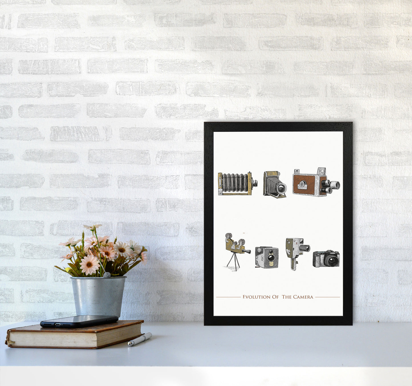 Evolution Of The Camera Art Print by Jason Stanley A3 White Frame