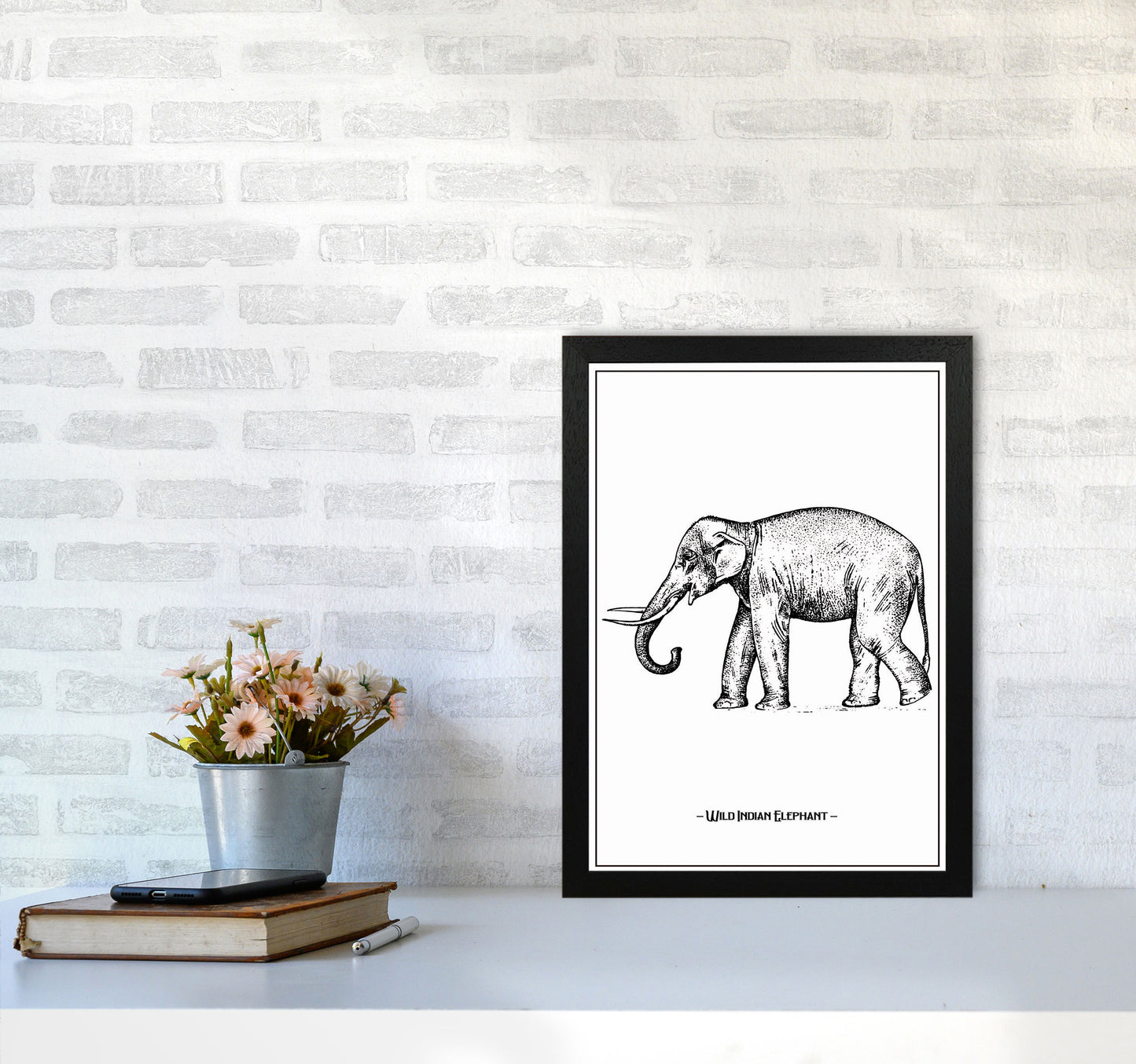 Wild Indian Elephant Art Print by Jason Stanley A3 White Frame