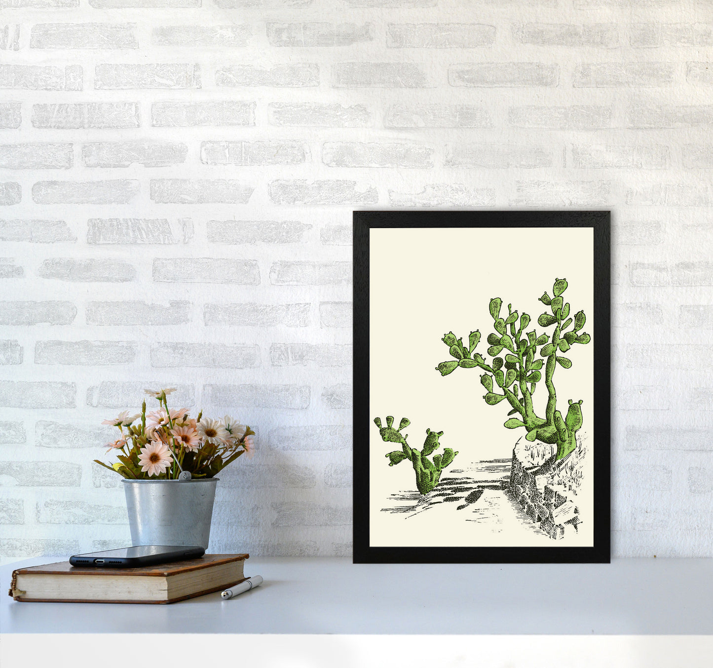Prickly Pear Cactus Art Print by Jason Stanley A3 White Frame