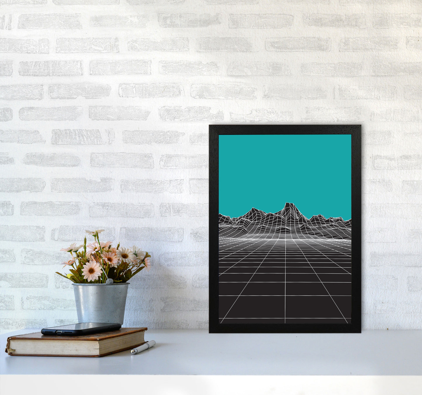 Line Mountains #3 Art Print by Jason Stanley A3 White Frame