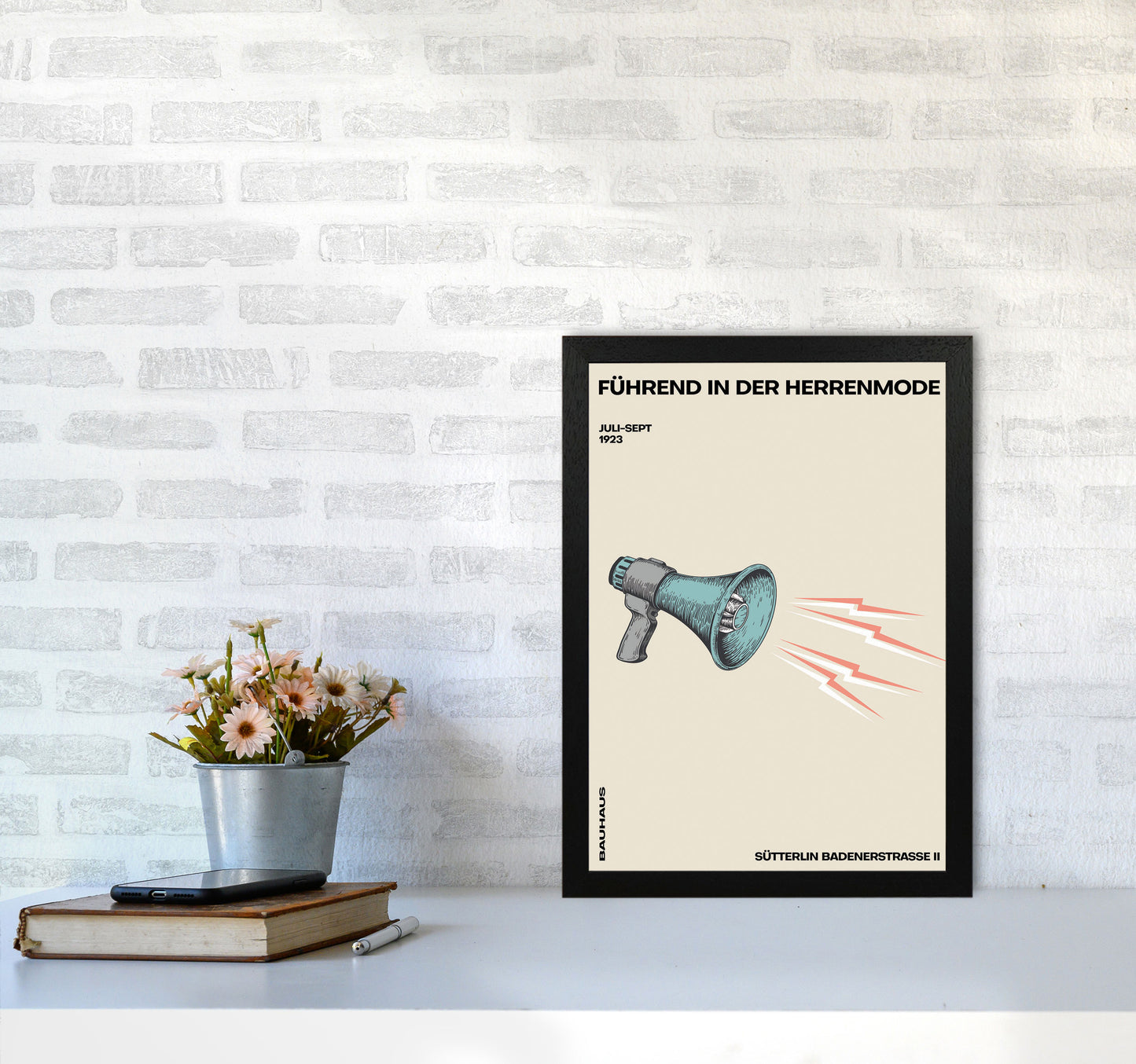 Bauhaus Megaphone Art Print by Jason Stanley A3 White Frame
