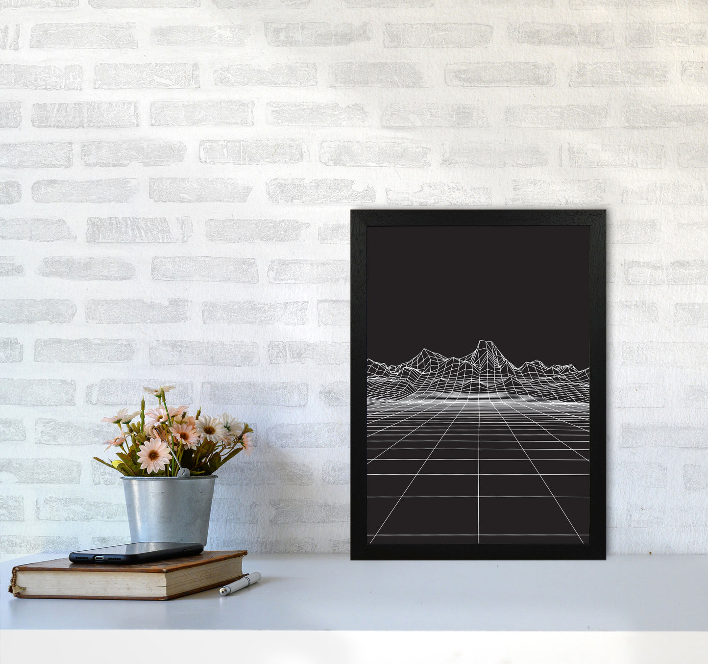Line Mountains #2 Art Print by Jason Stanley A3 White Frame