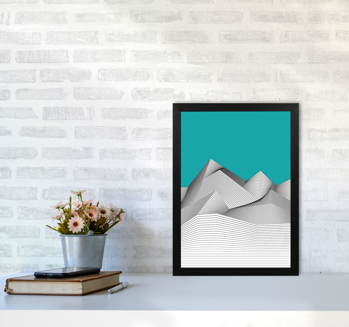 Blue Mountain Art Print by Jason Stanley A3 White Frame