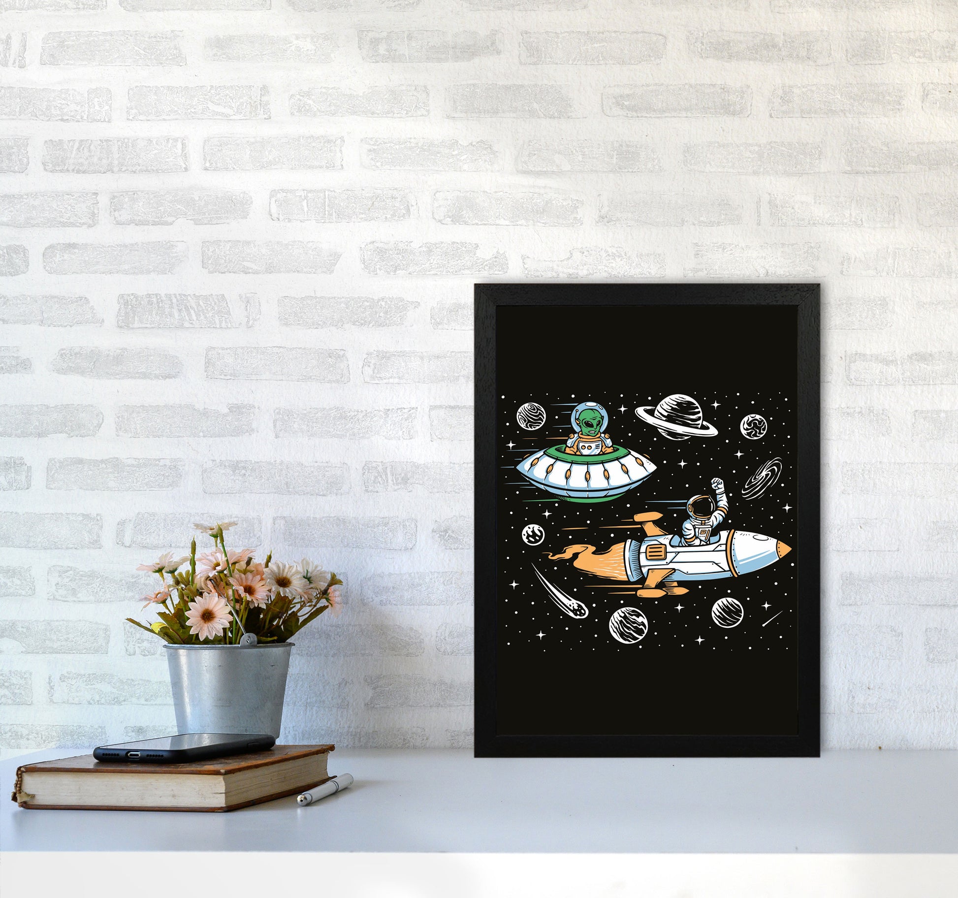 Space Rage Art Print by Jason Stanley A3 White Frame