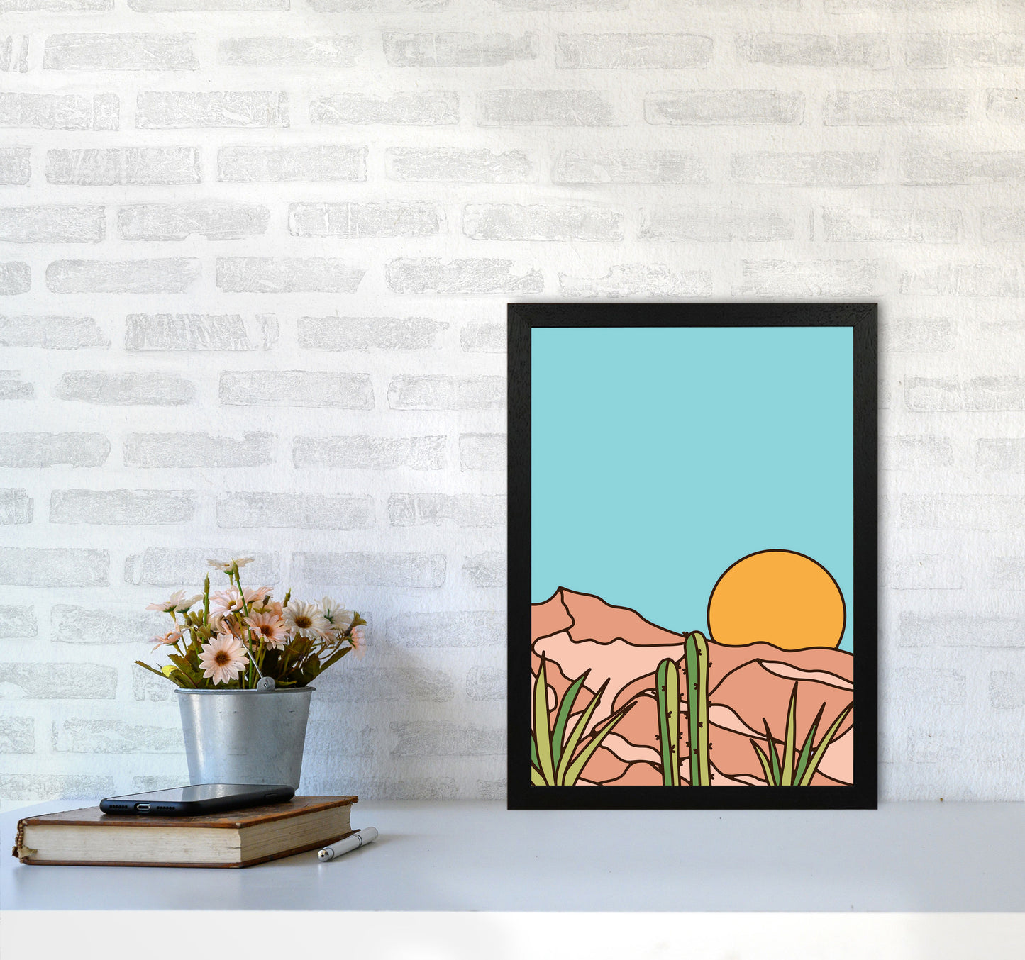 Minimal Desert Sunset Art Print by Jason Stanley A3 White Frame