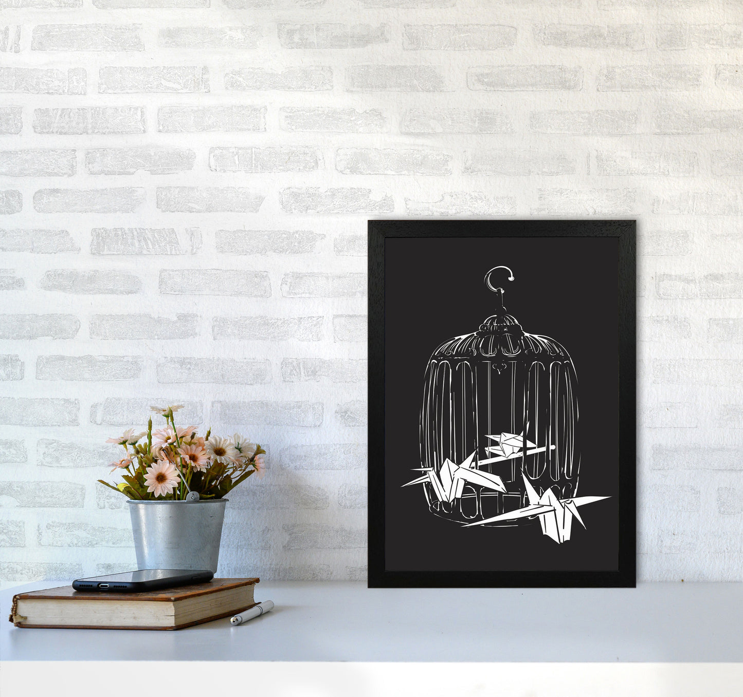 Origami Birds Art Print by Jason Stanley A3 White Frame