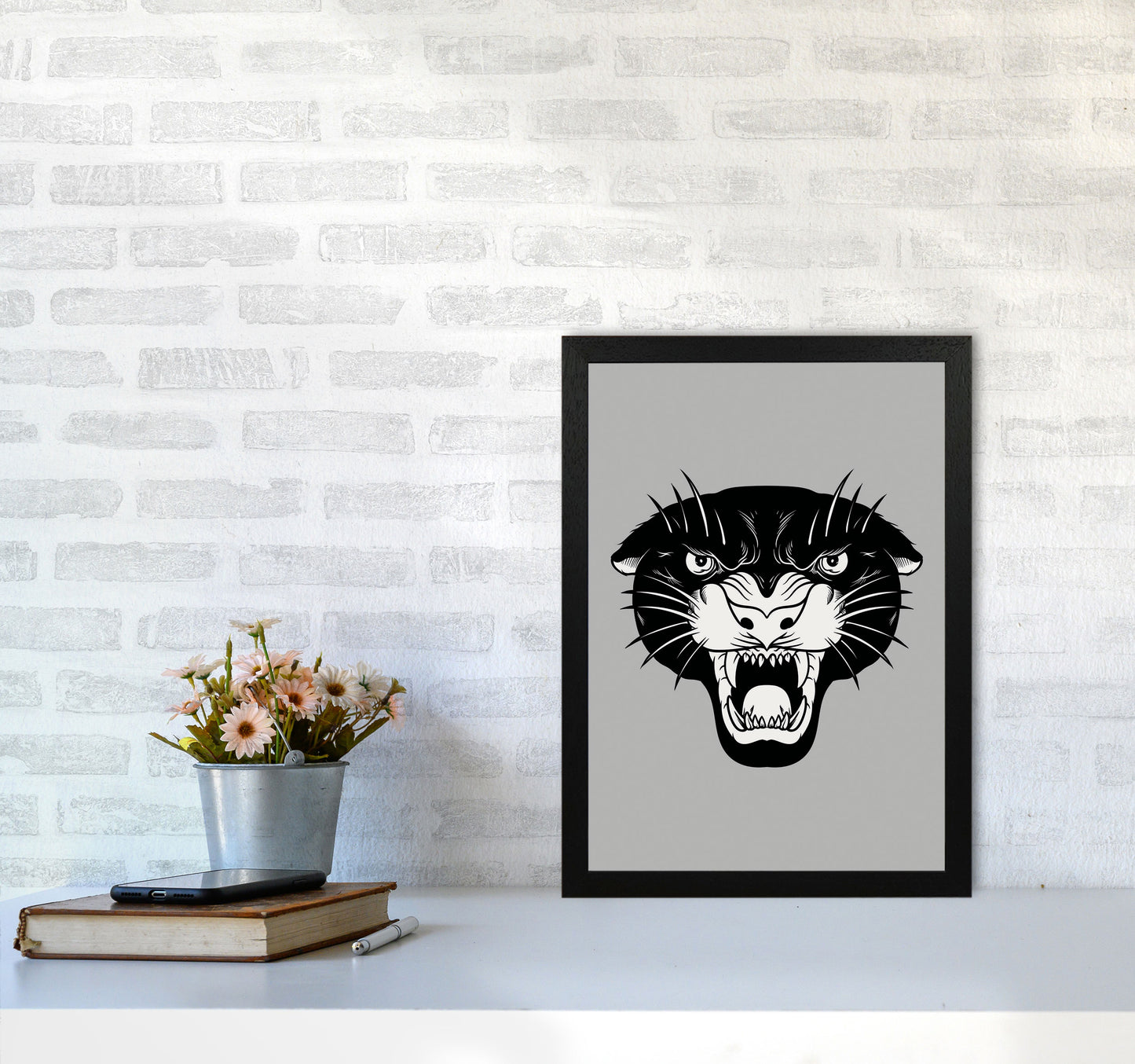 Vintage Panther Art Print by Jason Stanley A3 White Frame