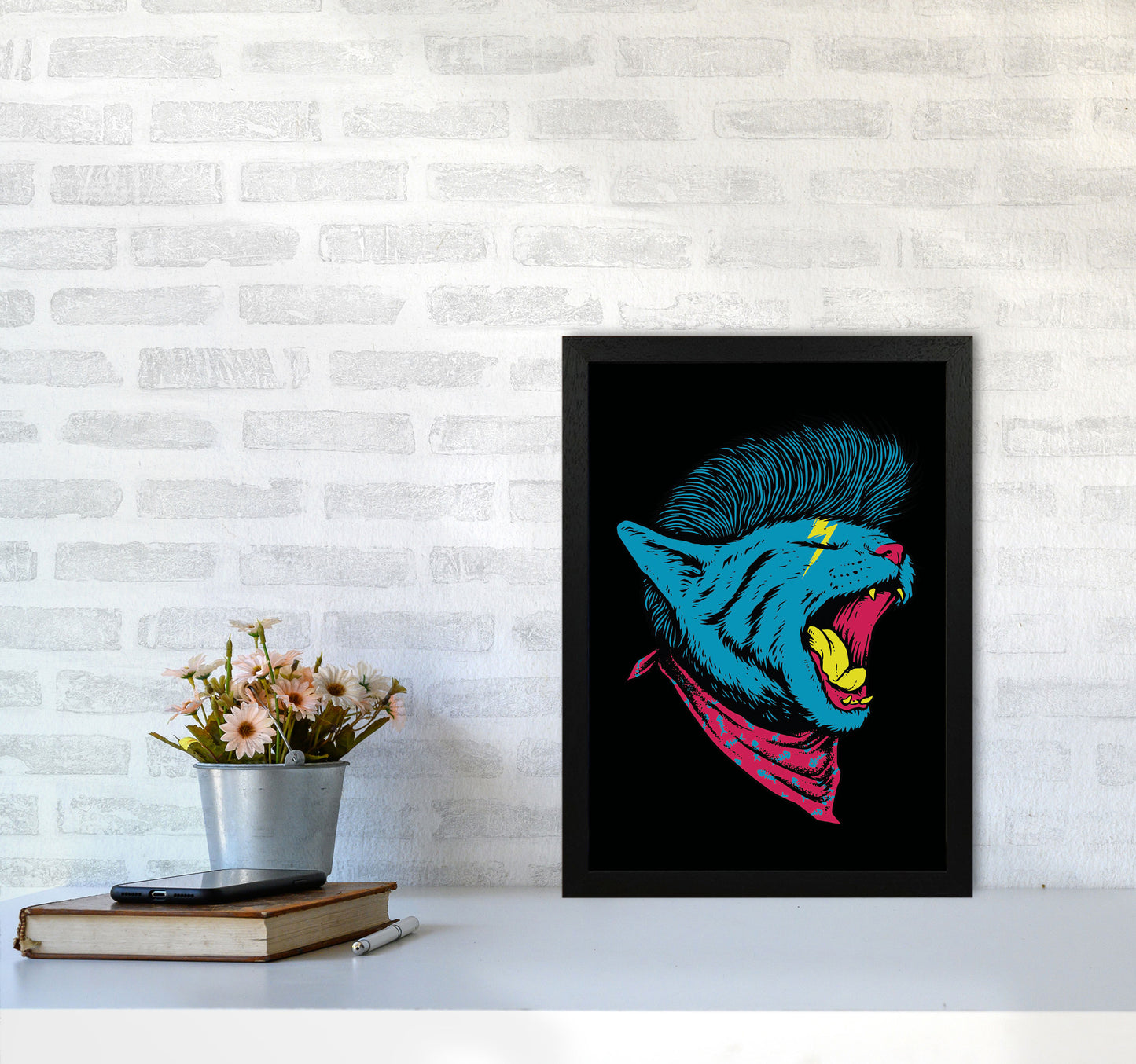 The Killer Cat Art Print by Jason Stanley A3 White Frame