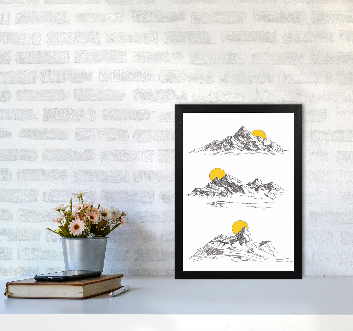 Sunny Mountains Art Print by Jason Stanley A3 White Frame