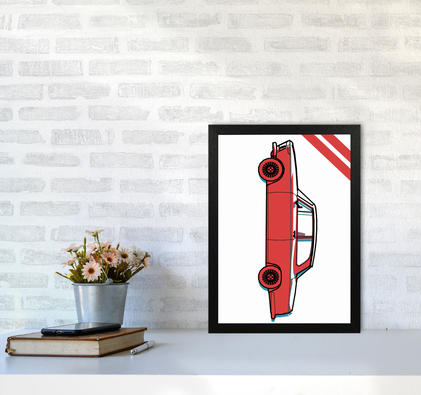 Red Car Art Print by Jason Stanley A3 White Frame