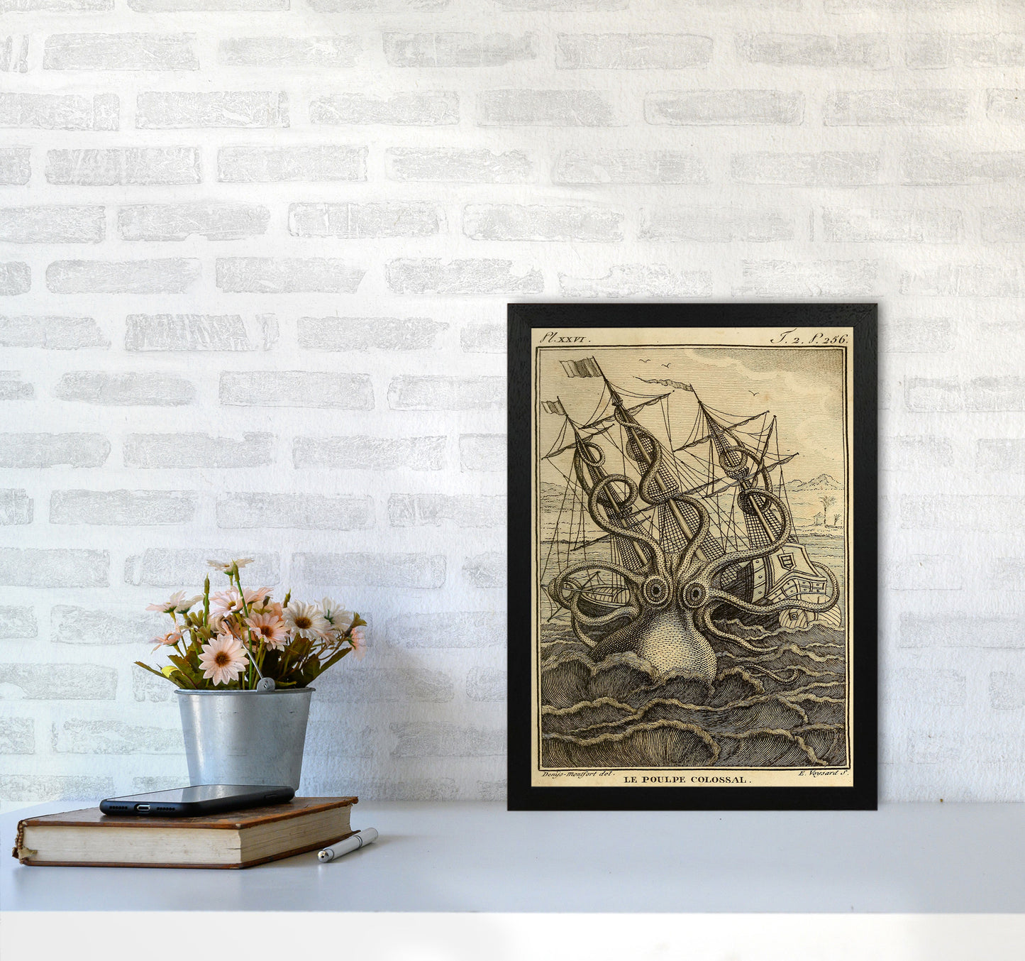 The Great Collossal Octopus Art Print by Jason Stanley A3 White Frame