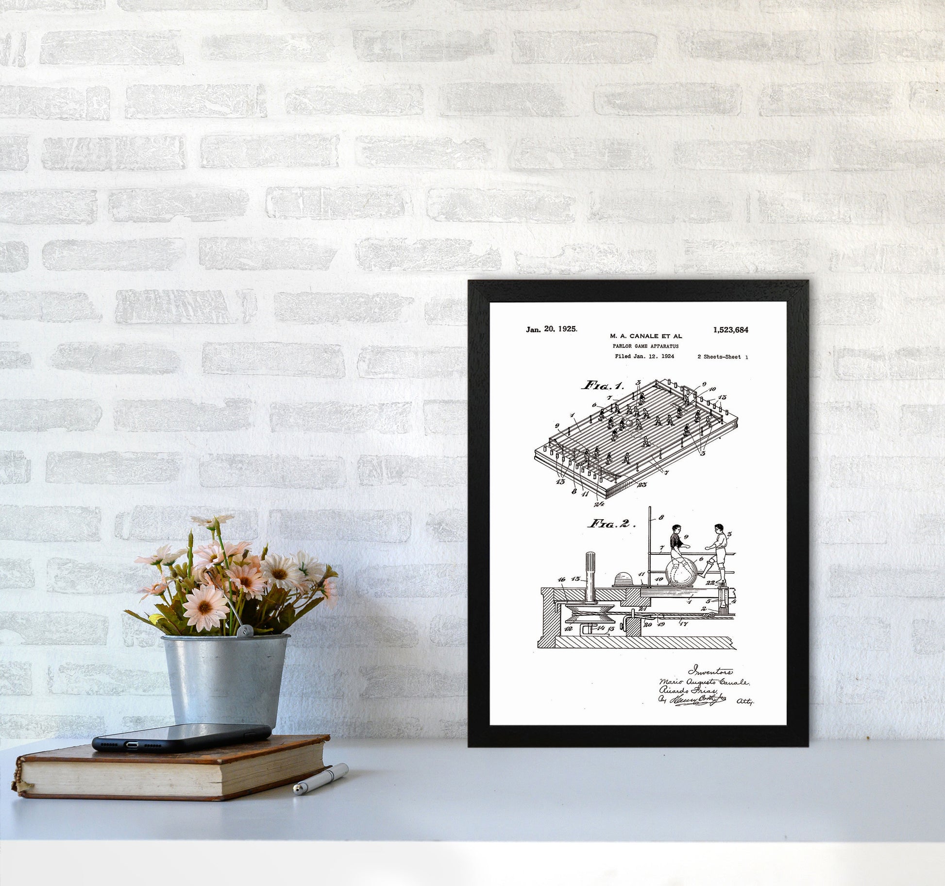 Vintage Foos Ball Table Patent Art Print by Jason Stanley A3 White Frame
