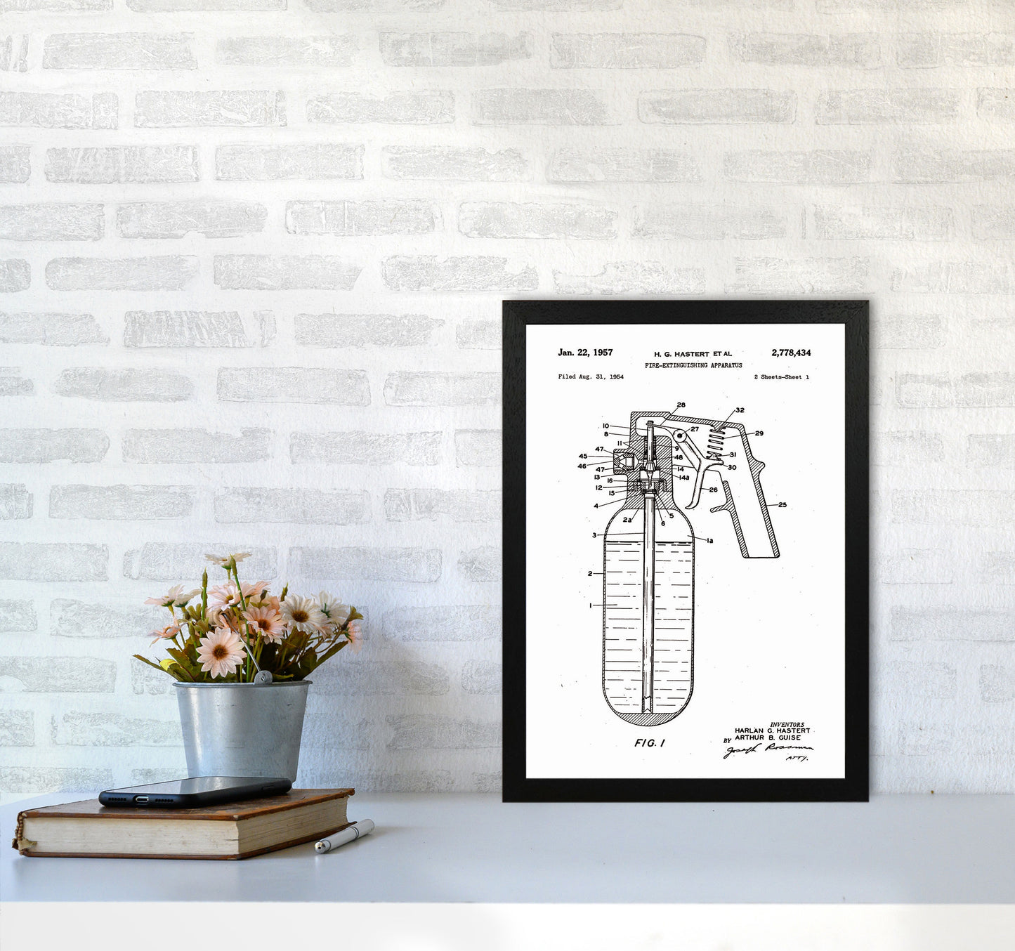 Fire Extinguisher Patent Art Print by Jason Stanley A3 White Frame