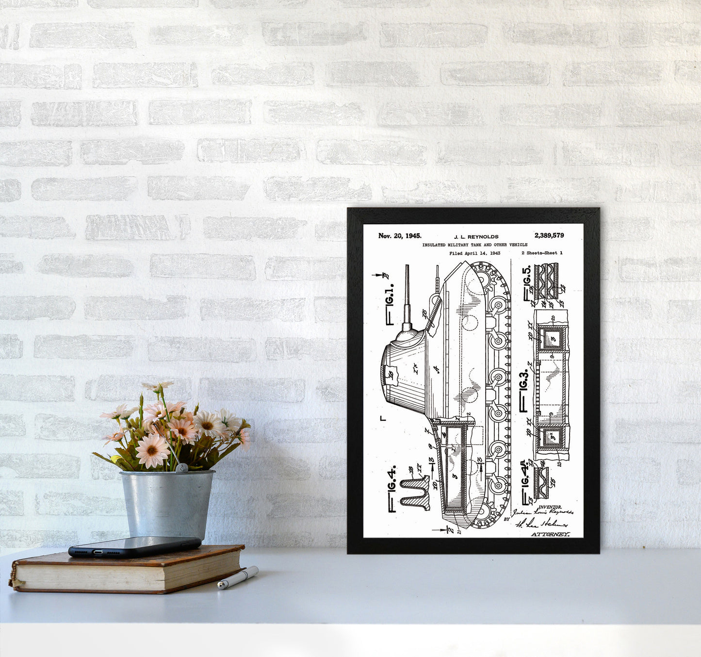 Military Tank 2 Patent Art Print by Jason Stanley A3 White Frame