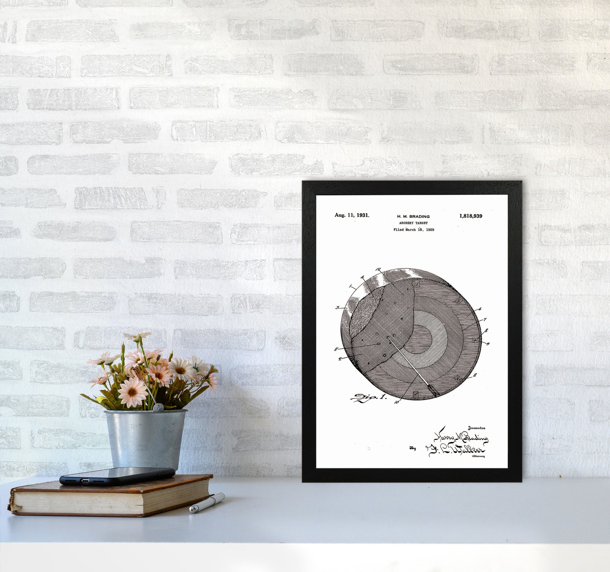 Archery Target Patent Art Print by Jason Stanley A3 White Frame