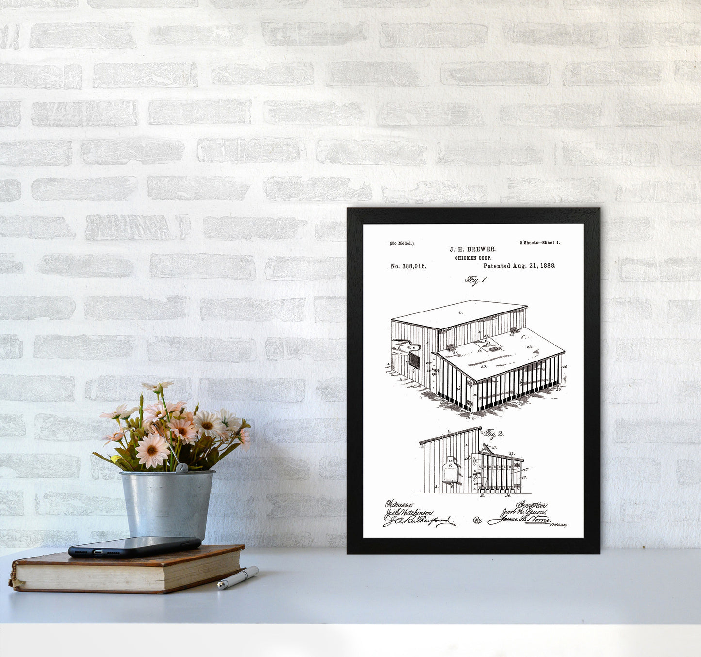 Chicken Coop Patent Art Print by Jason Stanley A3 White Frame