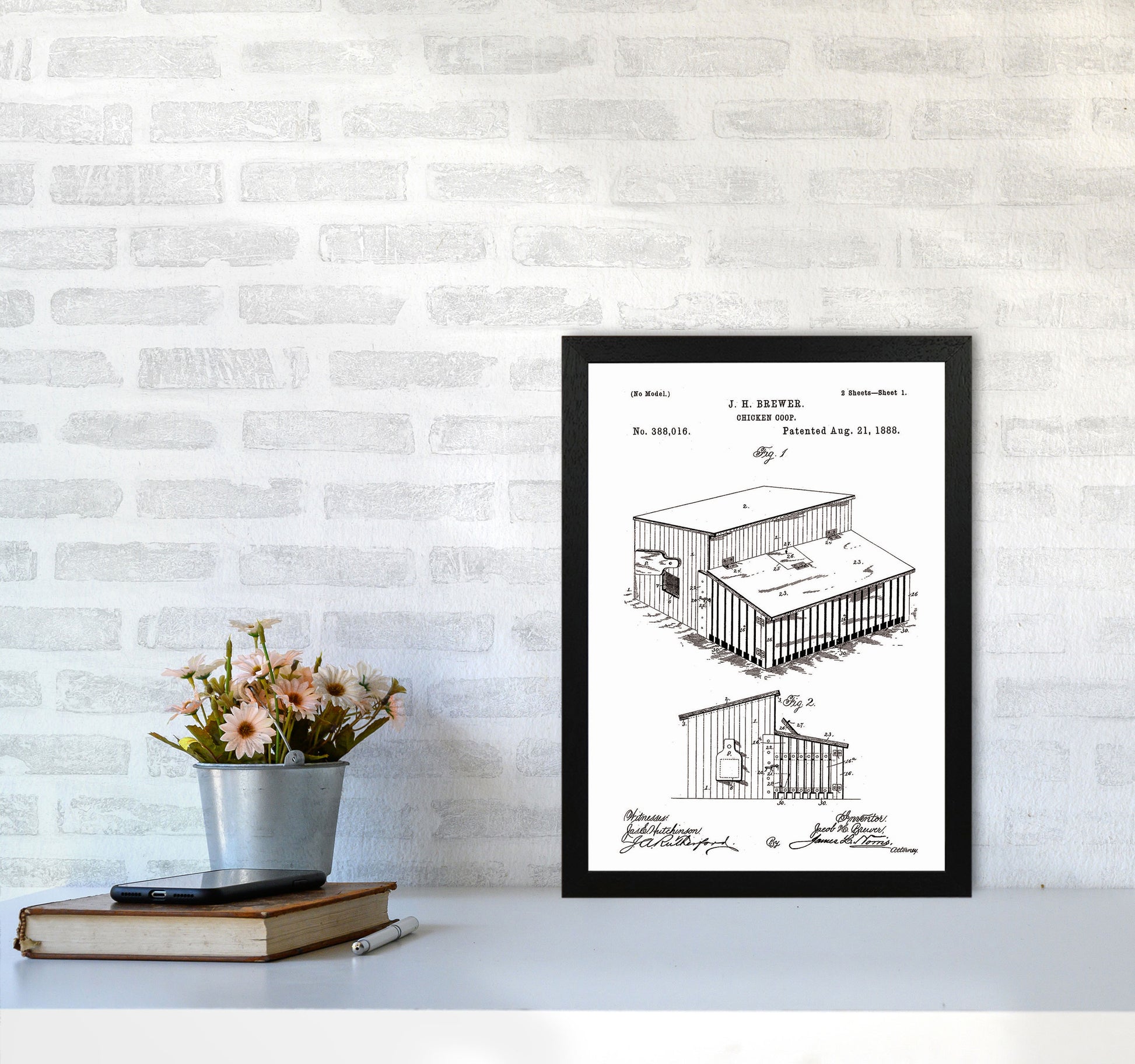 Chicken Coop Patent Art Print by Jason Stanley A3 White Frame