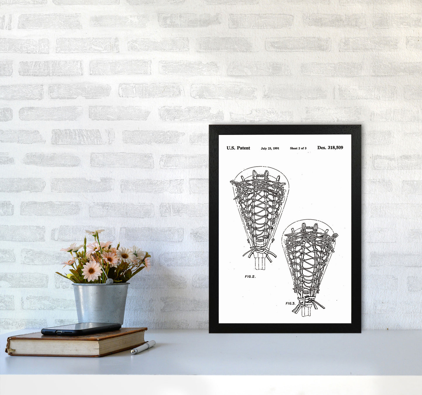 Lacross Stick Patent Art Print by Jason Stanley A3 White Frame