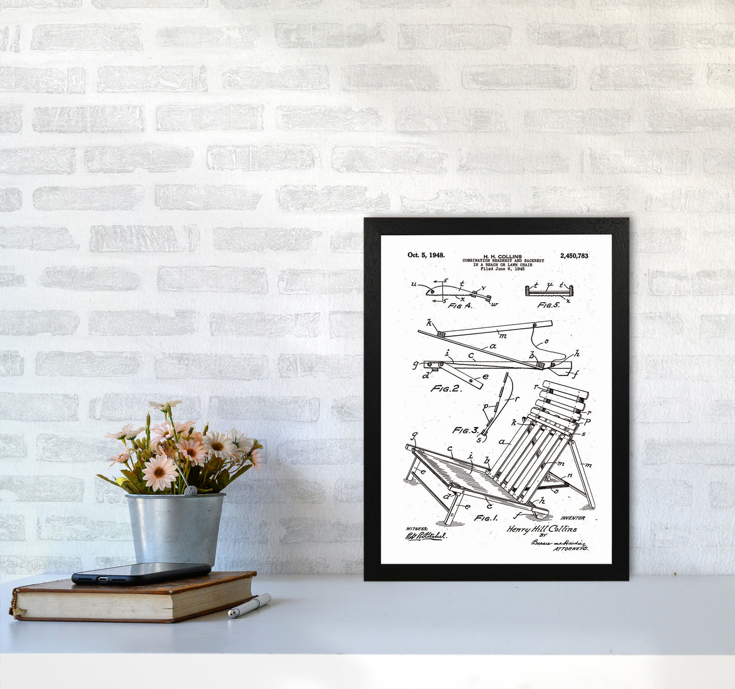Beach Chair Patent Art Print by Jason Stanley A3 White Frame