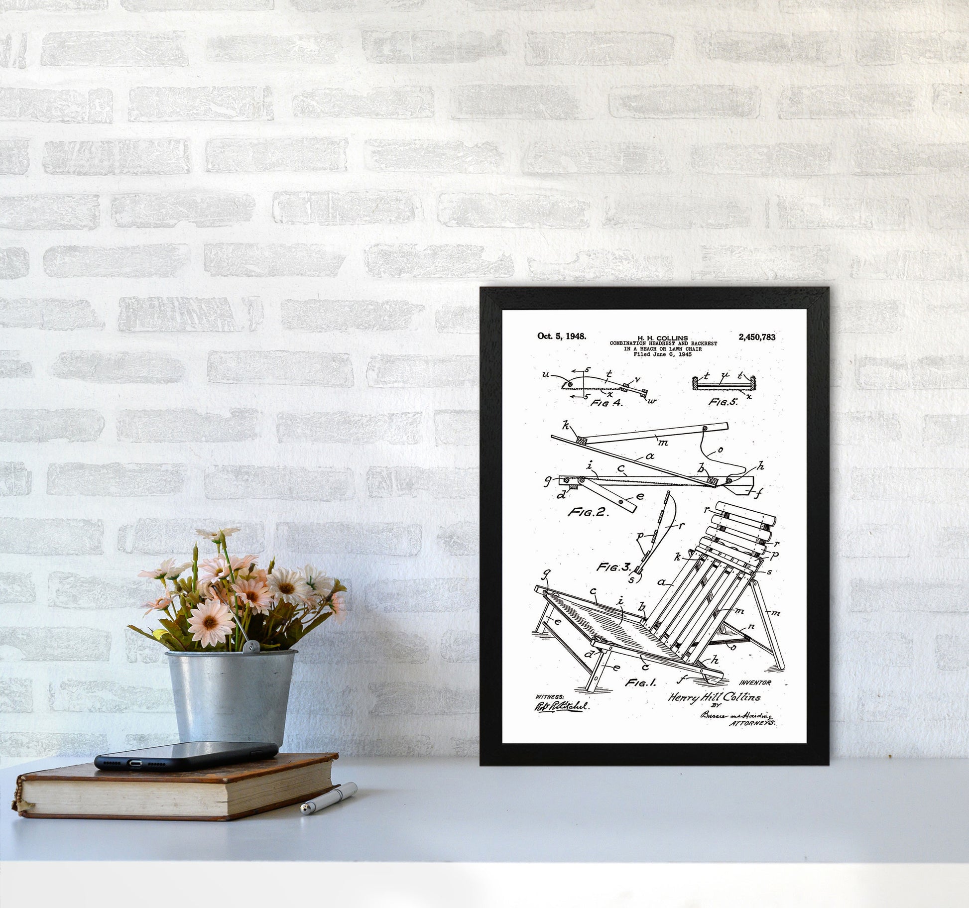 Beach Chair Patent Art Print by Jason Stanley A3 White Frame