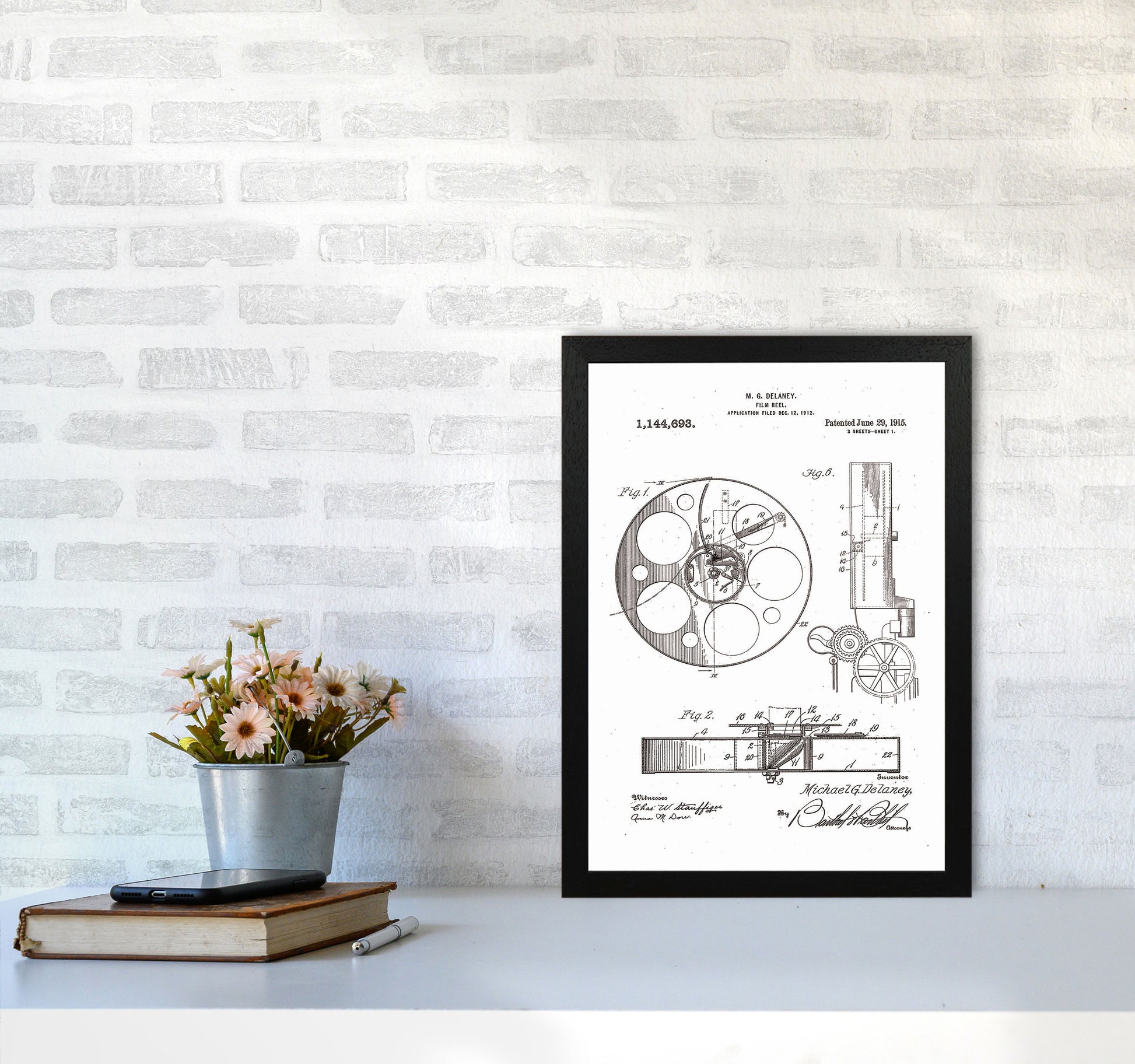 Film Reel Patent 2 Art Print by Jason Stanley A3 White Frame