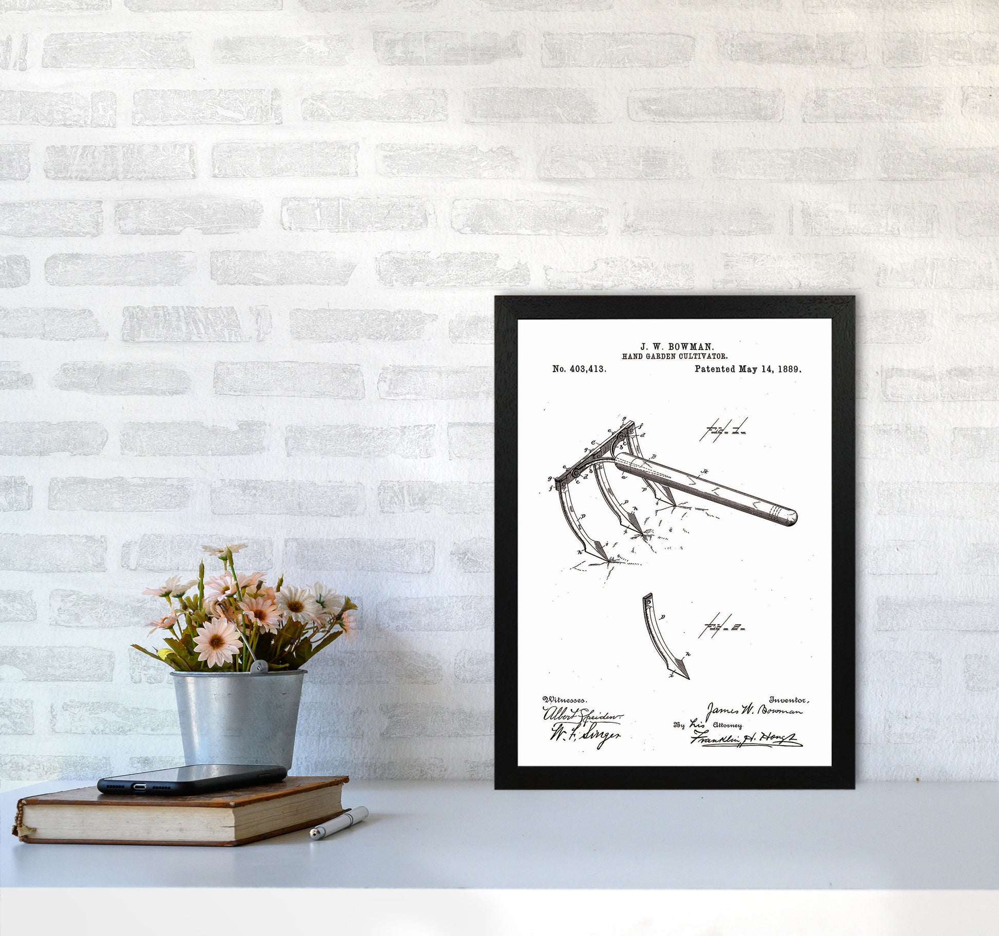 Garden Tool Patent Art Print by Jason Stanley A3 White Frame