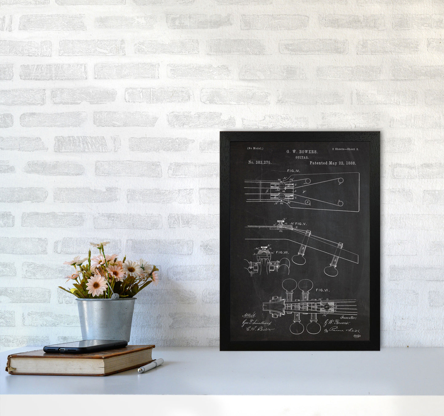 Guitar Neck Patent Art Print by Jason Stanley A3 White Frame