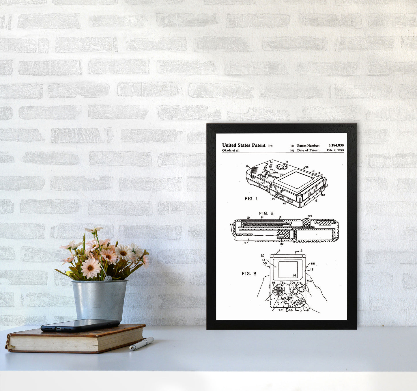 Gameboy Patent Art Print by Jason Stanley A3 White Frame