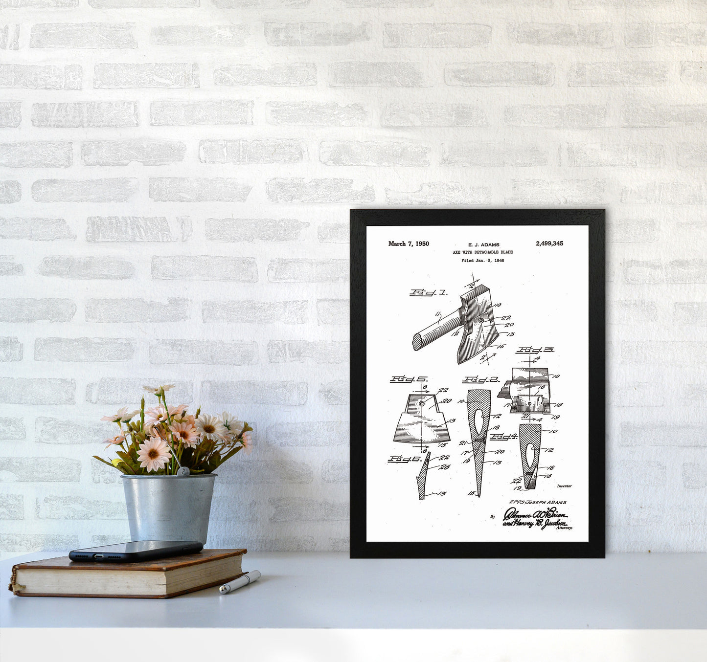 Axe Patent Art Print by Jason Stanley A3 White Frame