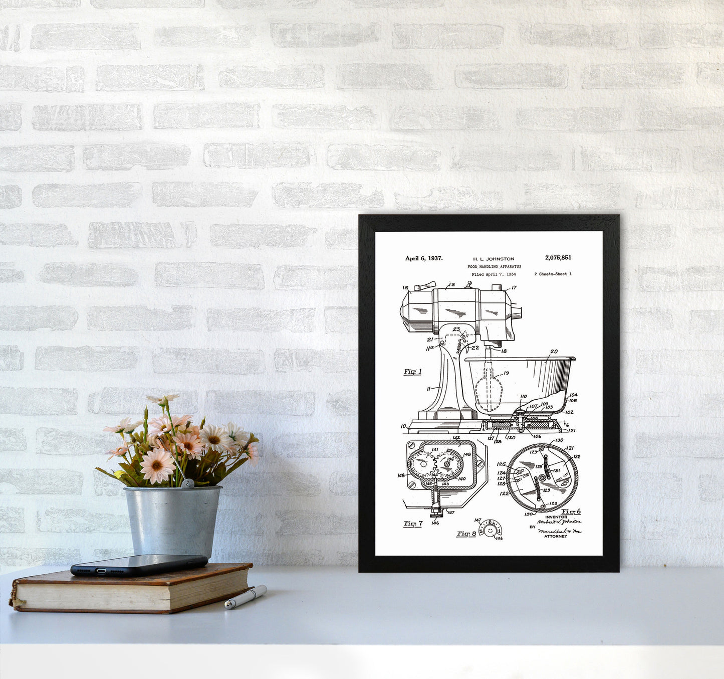 Mixer Patent Art Print by Jason Stanley A3 White Frame