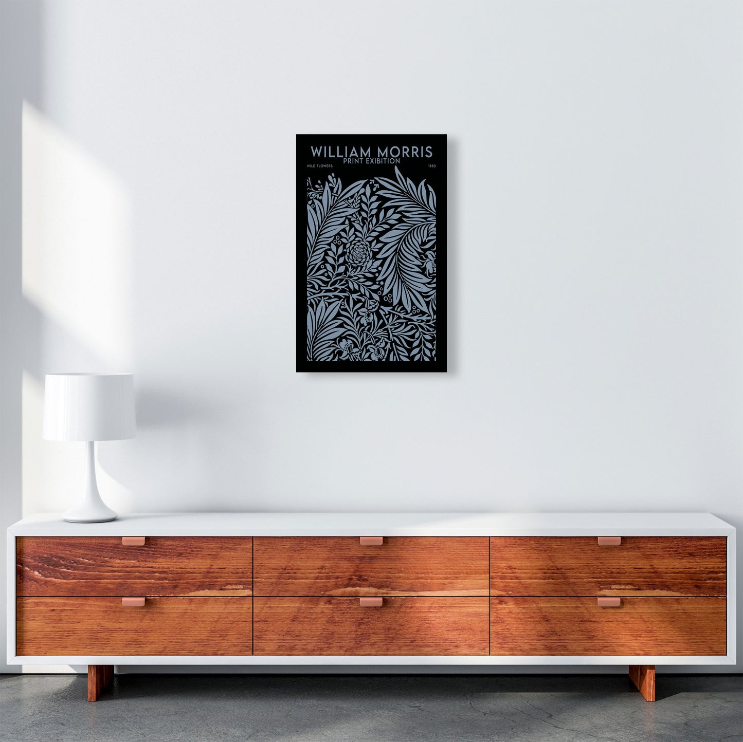 William Morris Print Exibition Black Art Print by Jason Stanley A3 Canvas