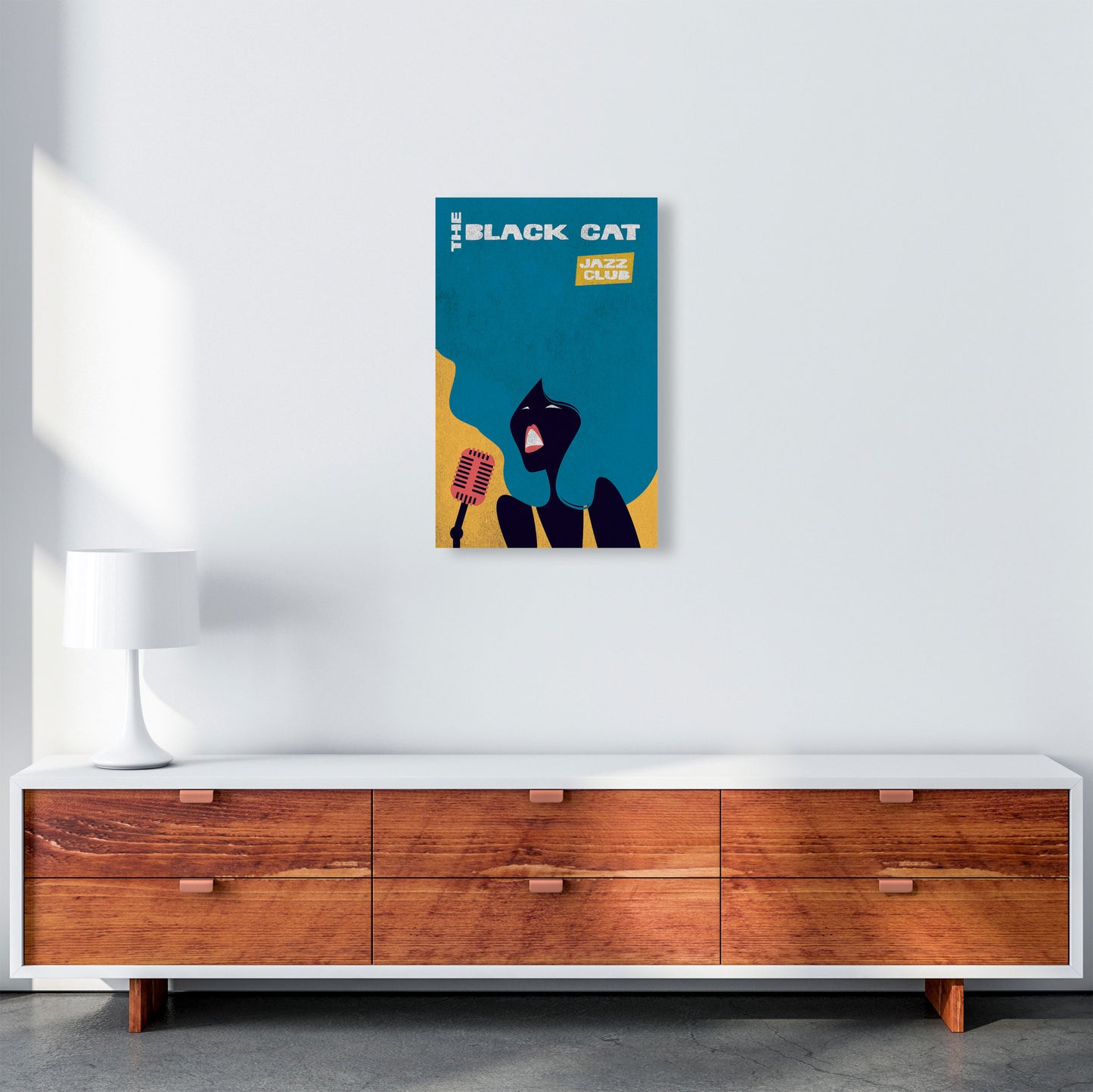 Black Cat Jazz Art Print by Jason Stanley A3 Canvas