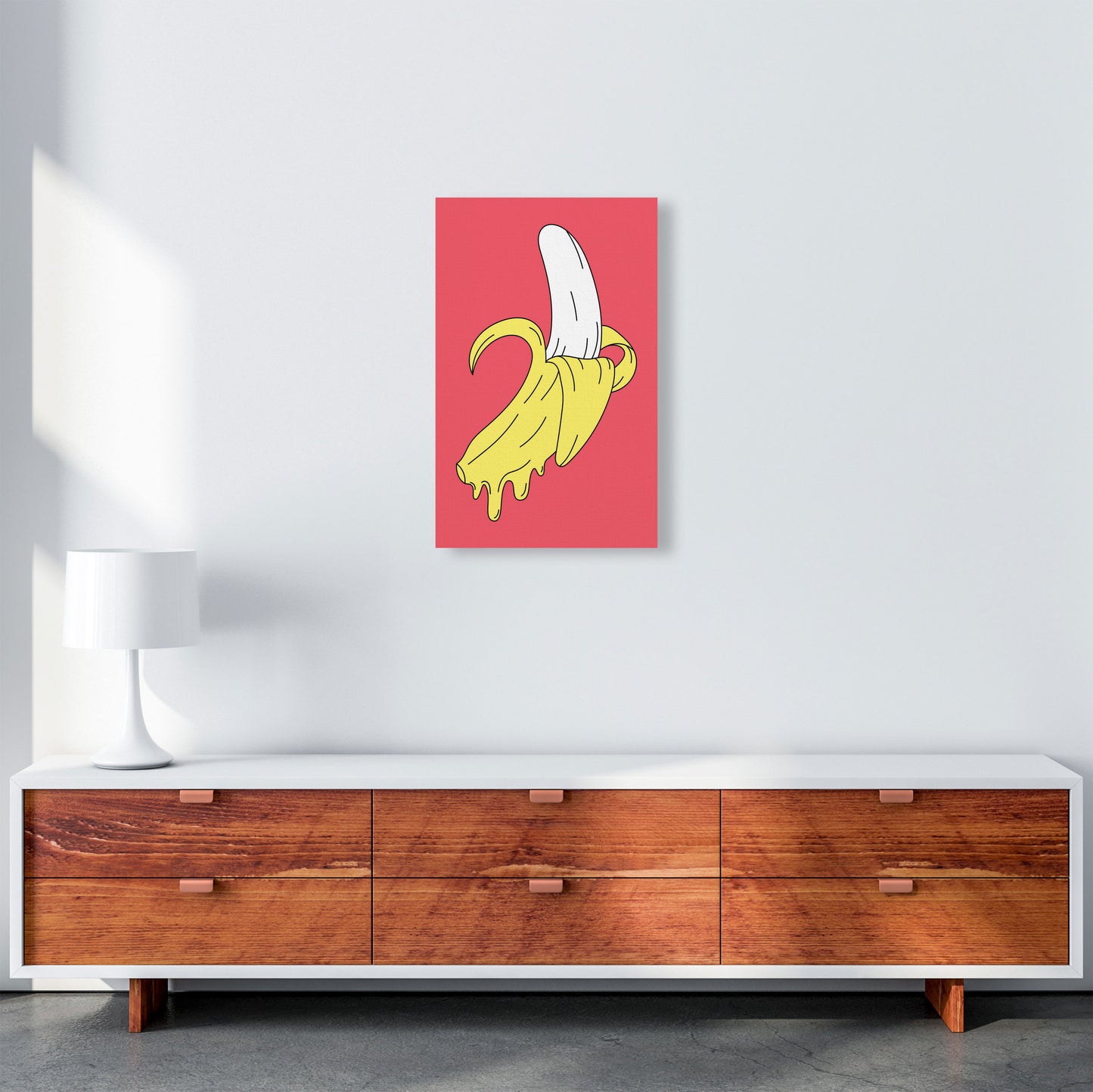 Melting Pink Banana Art Print by Jason Stanley A3 Canvas