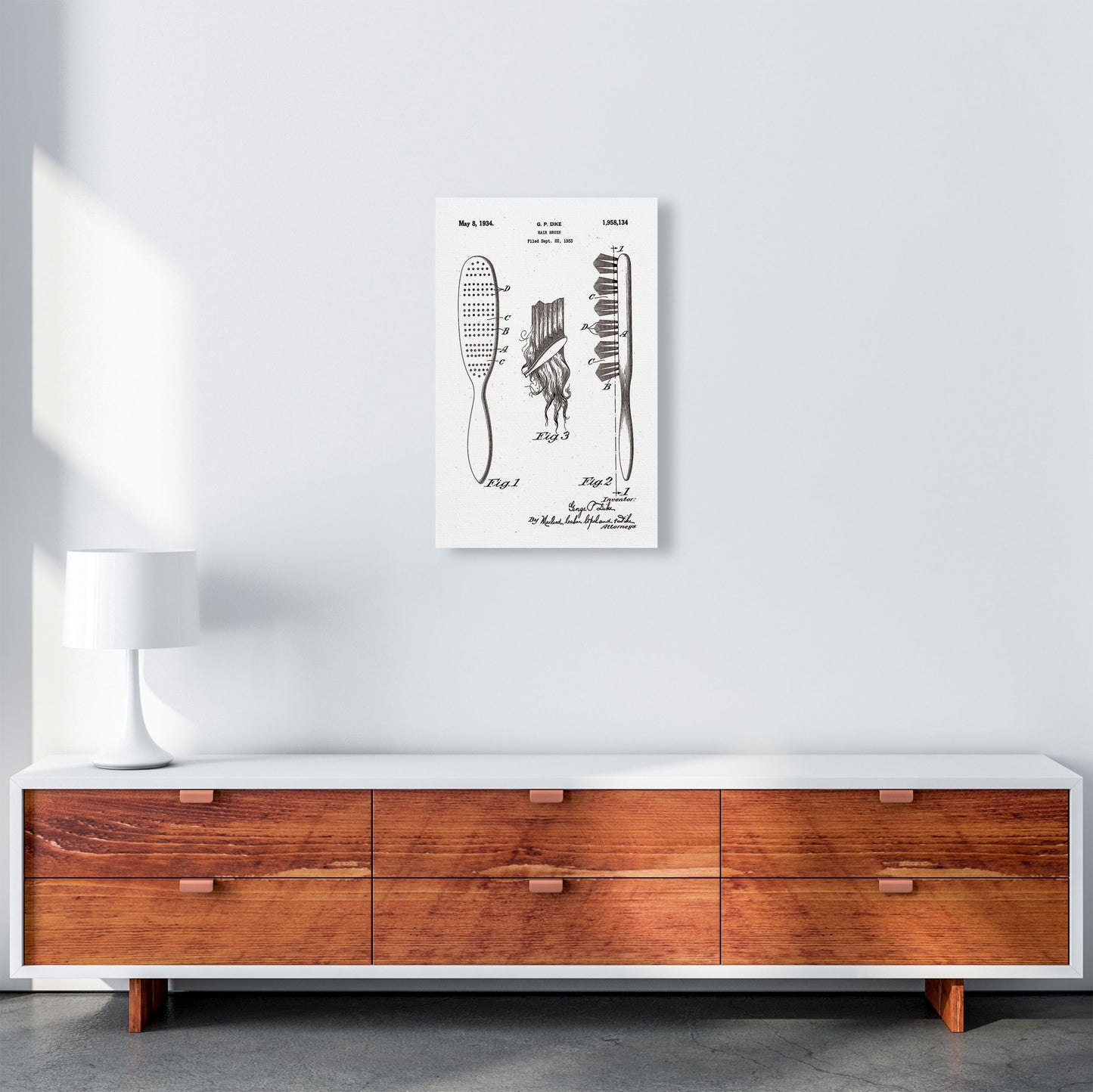 Hair Brush Patent Art Print by Jason Stanley A3 Canvas