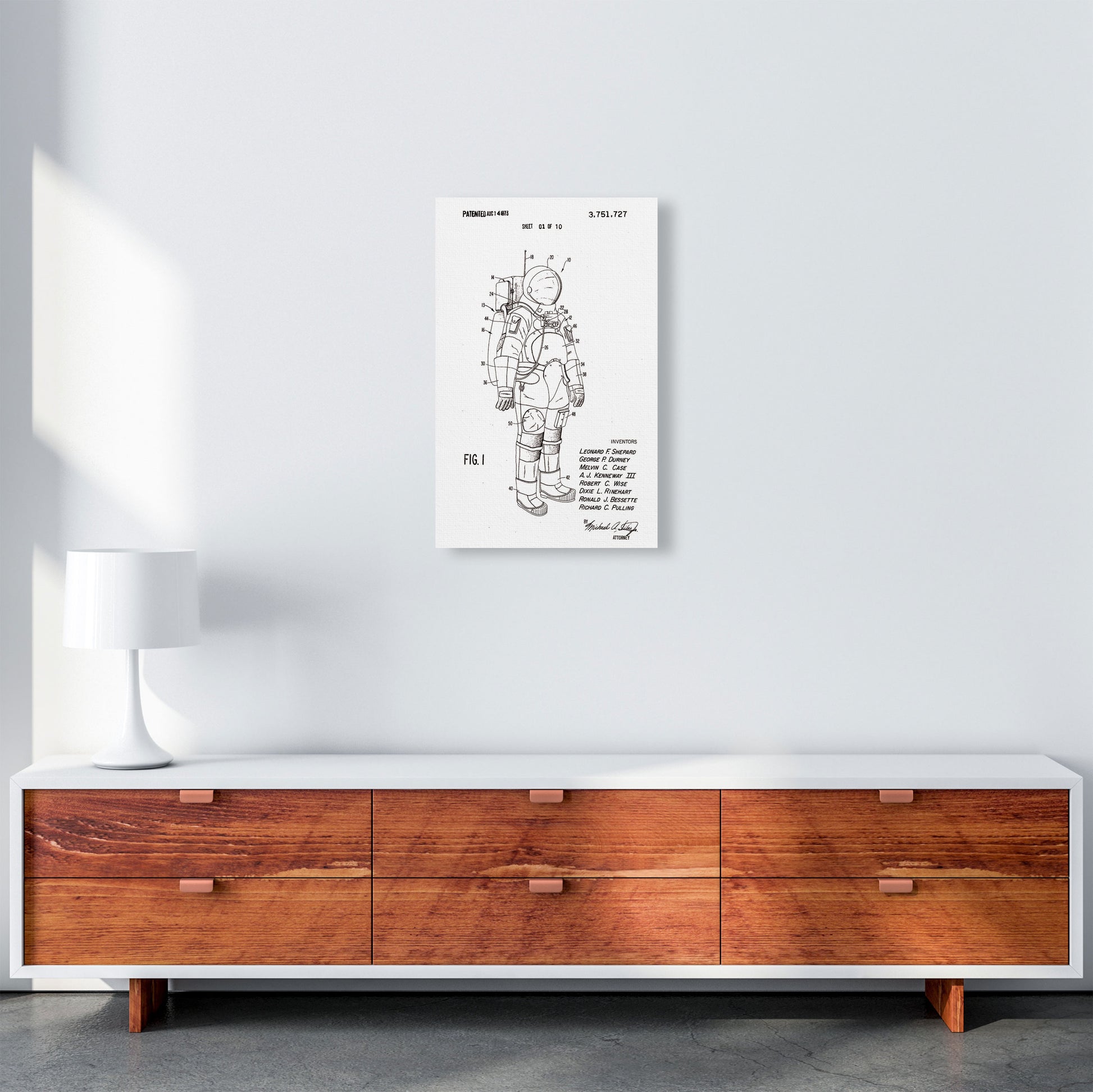 Spacesuit Patent Art Print by Jason Stanley A3 Canvas