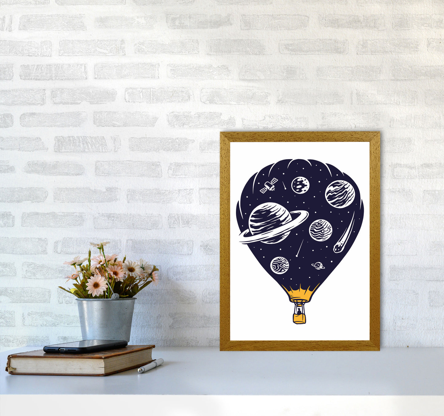 Hot Air Baloon Universe Art Print by Jason Stanley A3 Print Only