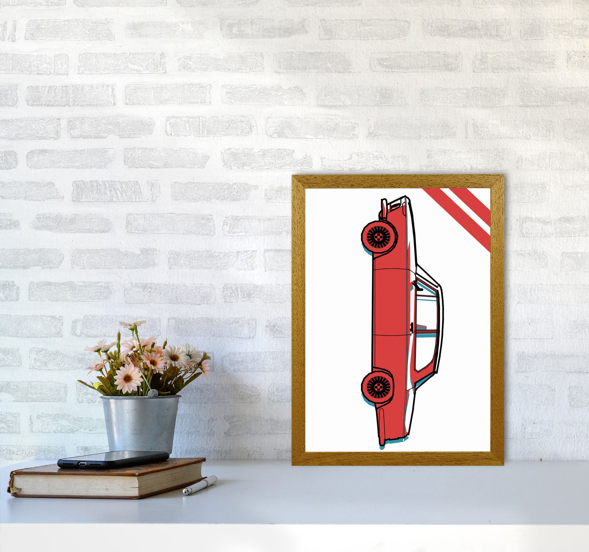 Red Car Art Print by Jason Stanley A3 Print Only