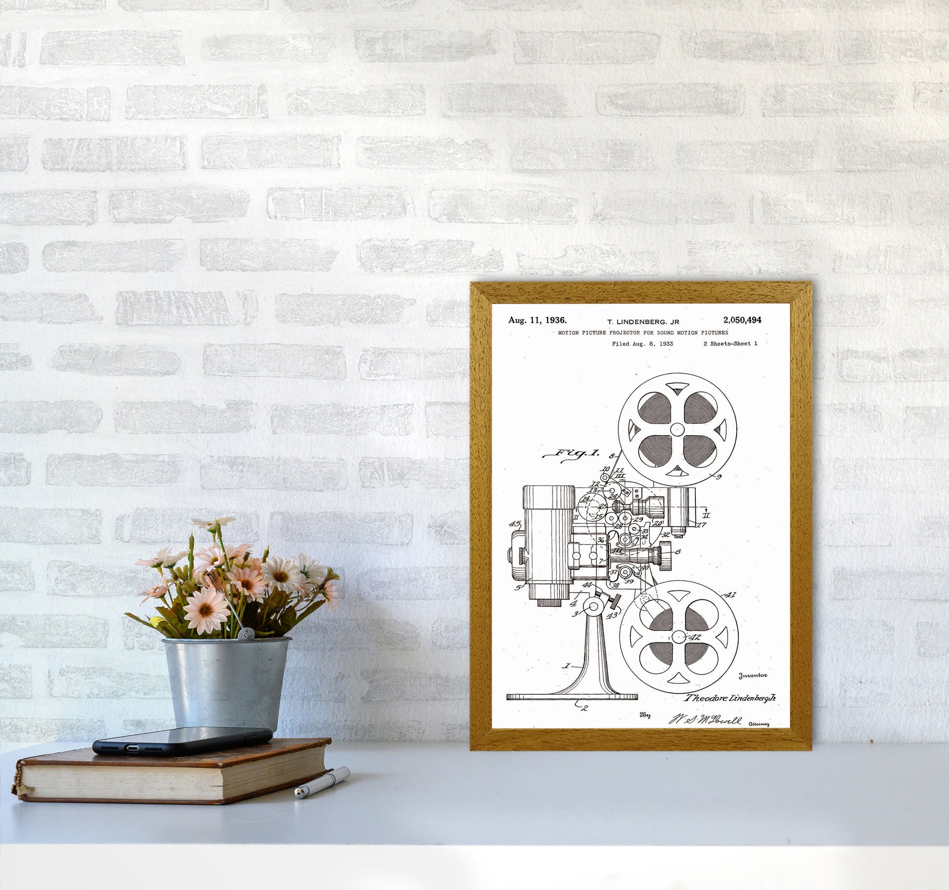 Motion Picture Projector Patent Art Print by Jason Stanley A3 Print Only