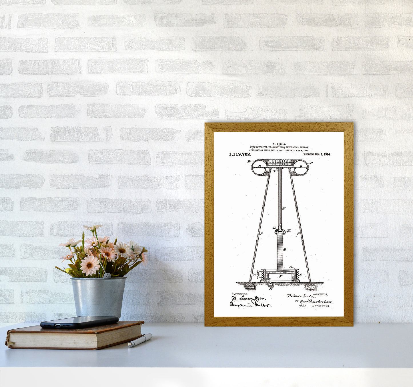 Tesla Electrical Energy Patent Art Print by Jason Stanley A3 Print Only